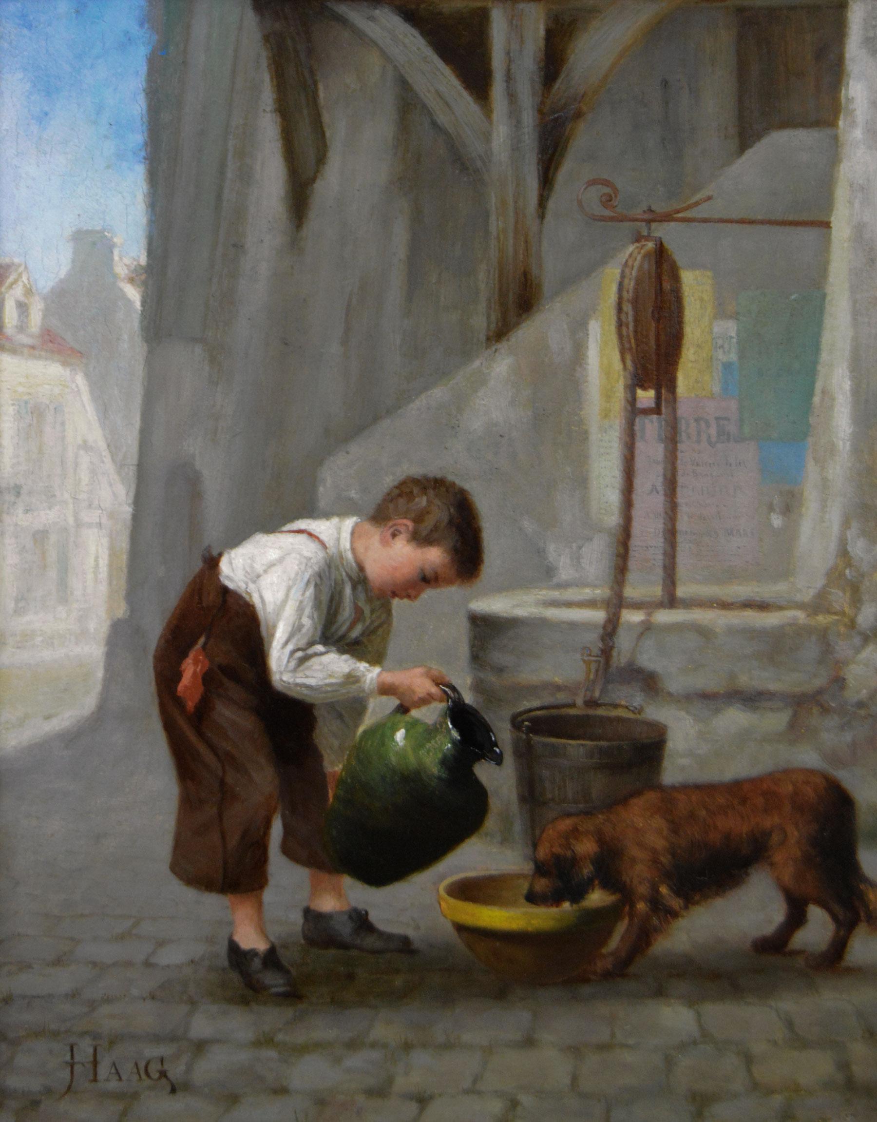Paar Genre-Ölgemälde von Kindern aus dem 19. Jahrhundert – Painting von Jean Pierre Haag