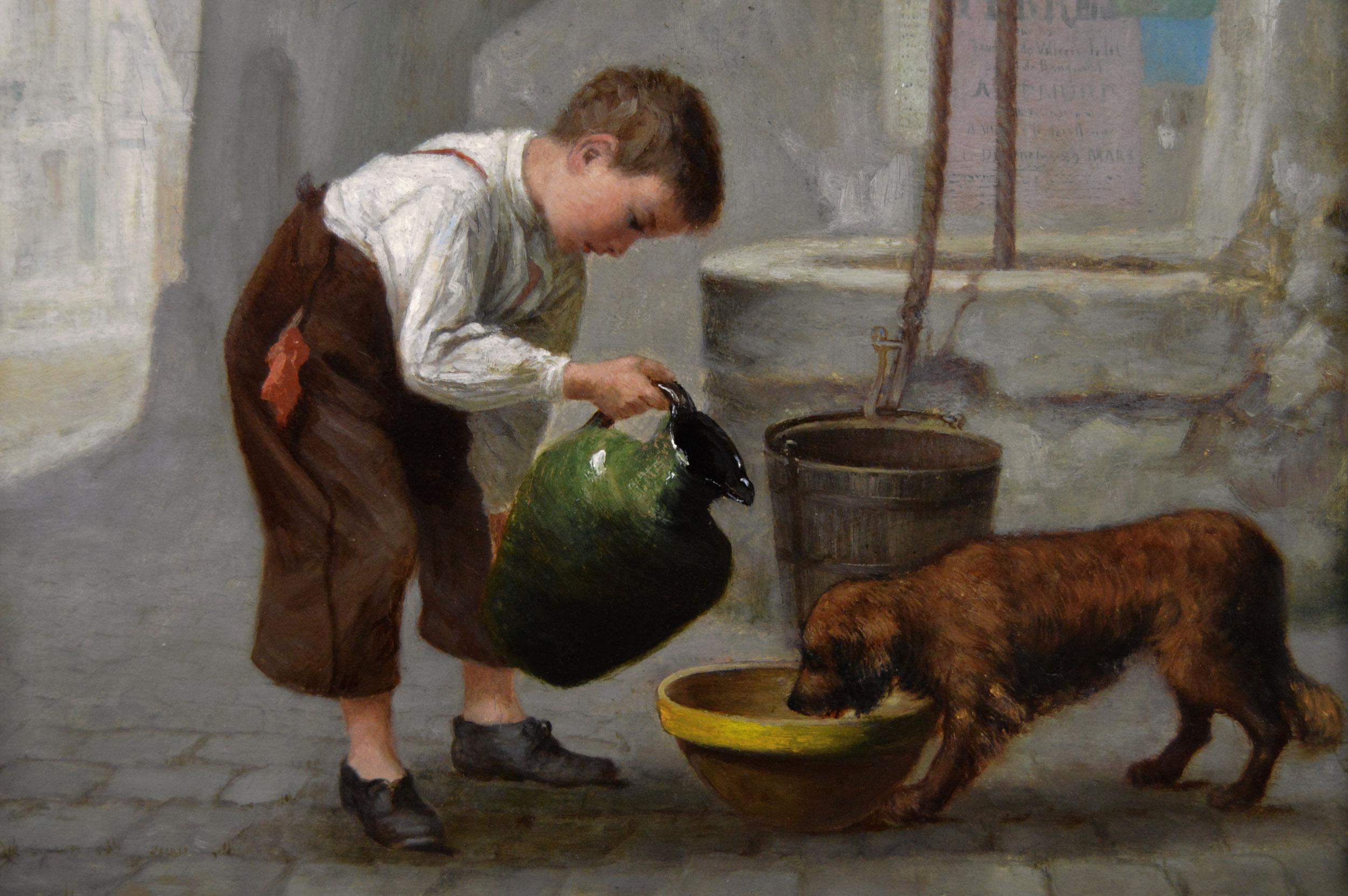 Paar Genre-Ölgemälde von Kindern aus dem 19. Jahrhundert (Viktorianisch), Painting, von Jean Pierre Haag
