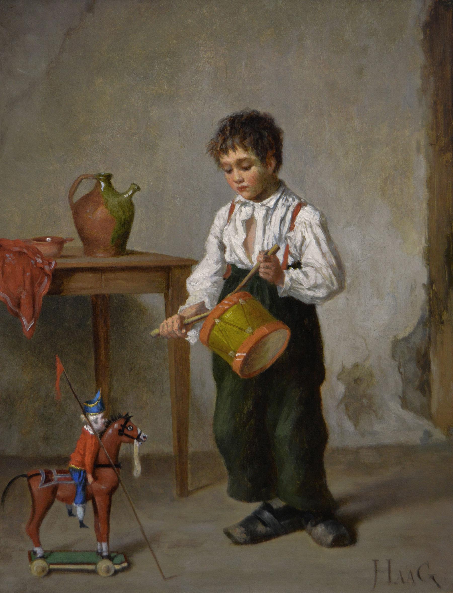 Pair of 19th Century genre oil paintings of children For Sale 2