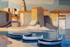 Vintage Saint Tropez by Jean-Pierre Jungo - Oil on wood 19x27 cm