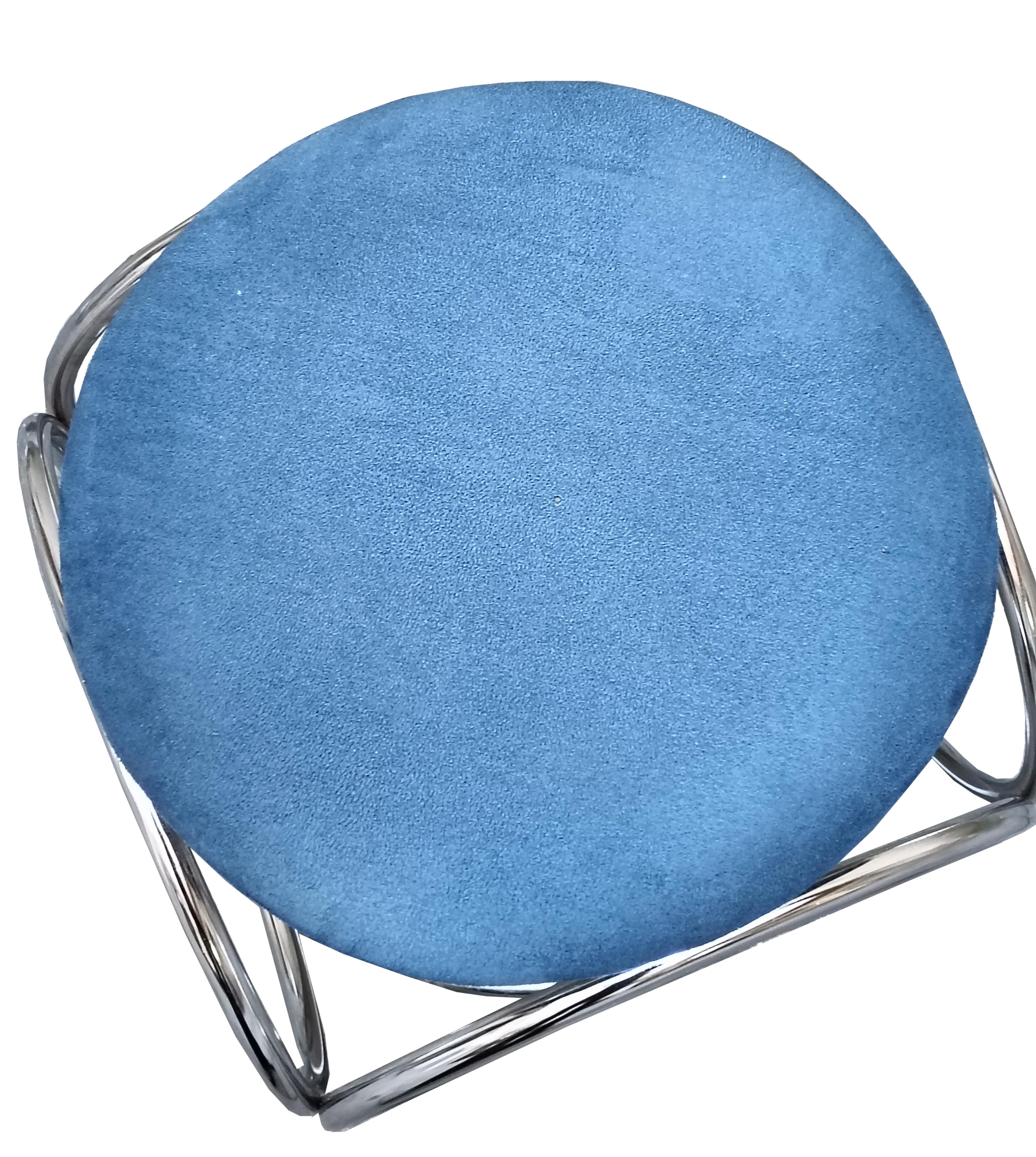 Mid-Century Modern Jean-Pierre Laporte Design Tubular Circle Stool, Italy 1970s