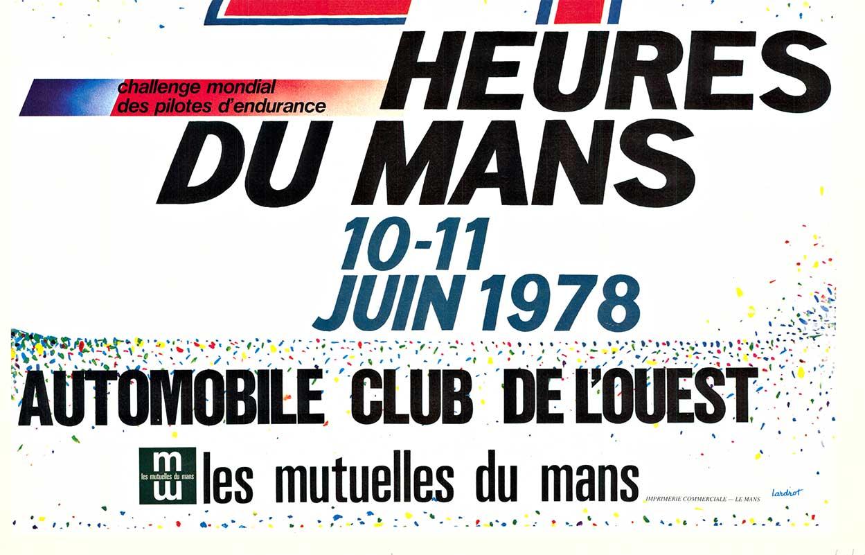 Affiche originale des 24 Heures du Mans (course automobile)  1978 - Print de Jean-Pierre Lardrot