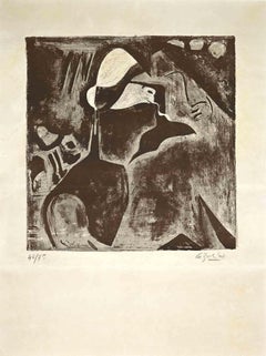 Porträt eines Mannes – Originallithographie von Jean-Pierre Le Boulet – 1940