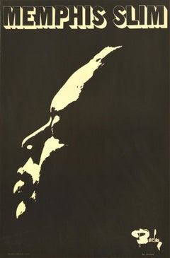 Poster originale d'epoca Memphis Slim John Len Chatman Salta il musicista di piano blues