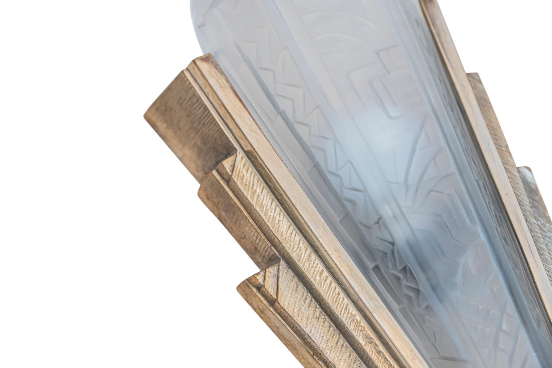 French Jean Pierre Léon Maynadier, Pair of Art Deco Sconces, France, circa 1930