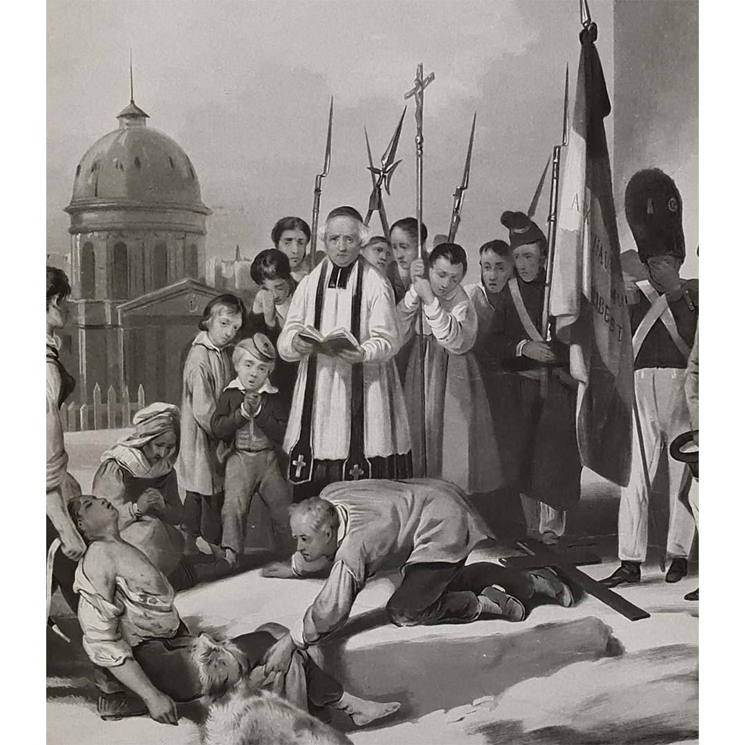 CIRCA 1840 Kupferstich Inhumation des martyrs de la liberté - Trois glorieuses im Angebot 1