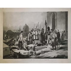 Antique Circa 1840 engraving Inhumation des martyrs de la liberté - Trois glorieuses