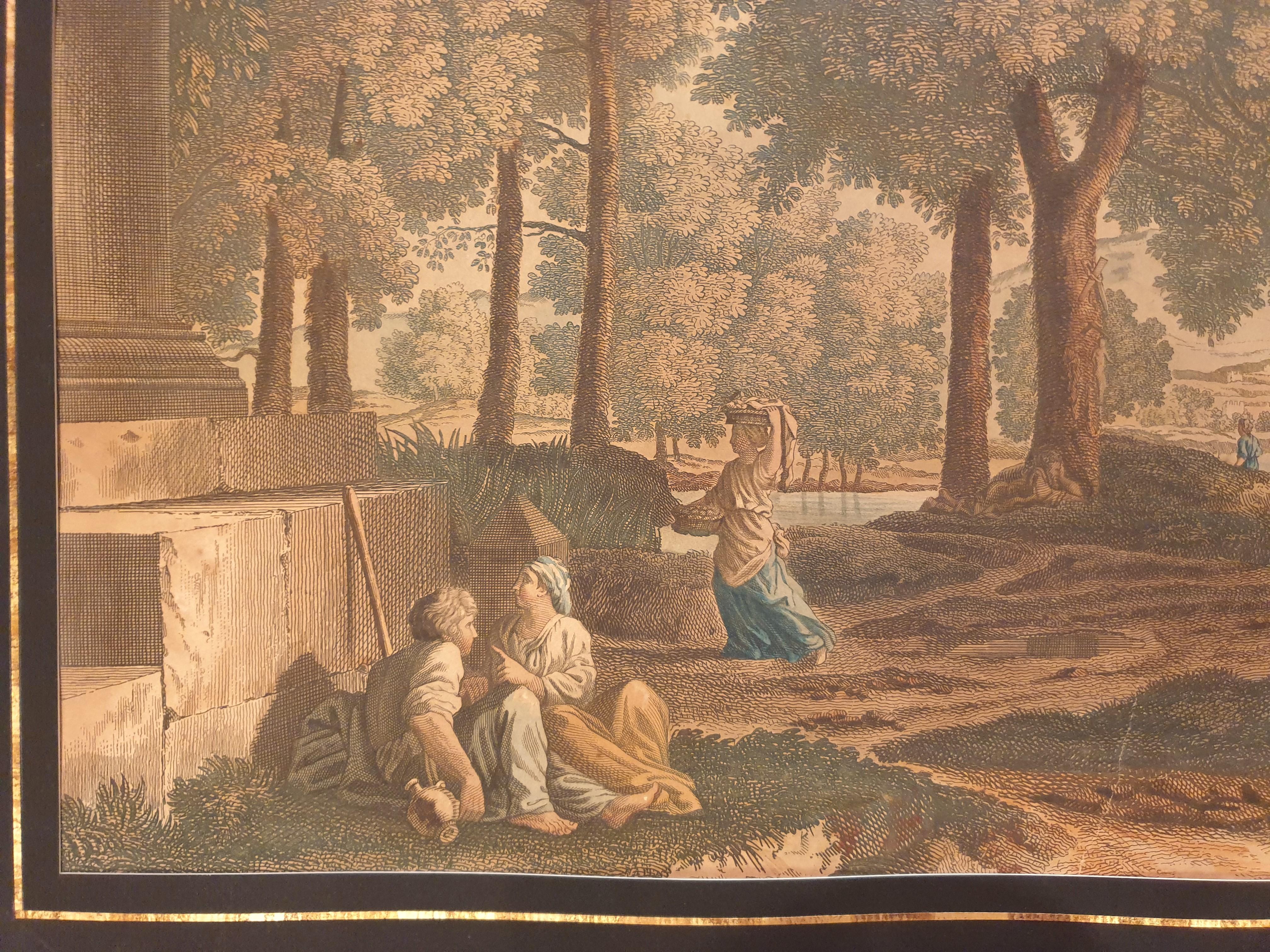 Engraving after POUSSIN by JAZET 19th French classical landscape 17th - French School Print by Jean Pierre Marie JAZET