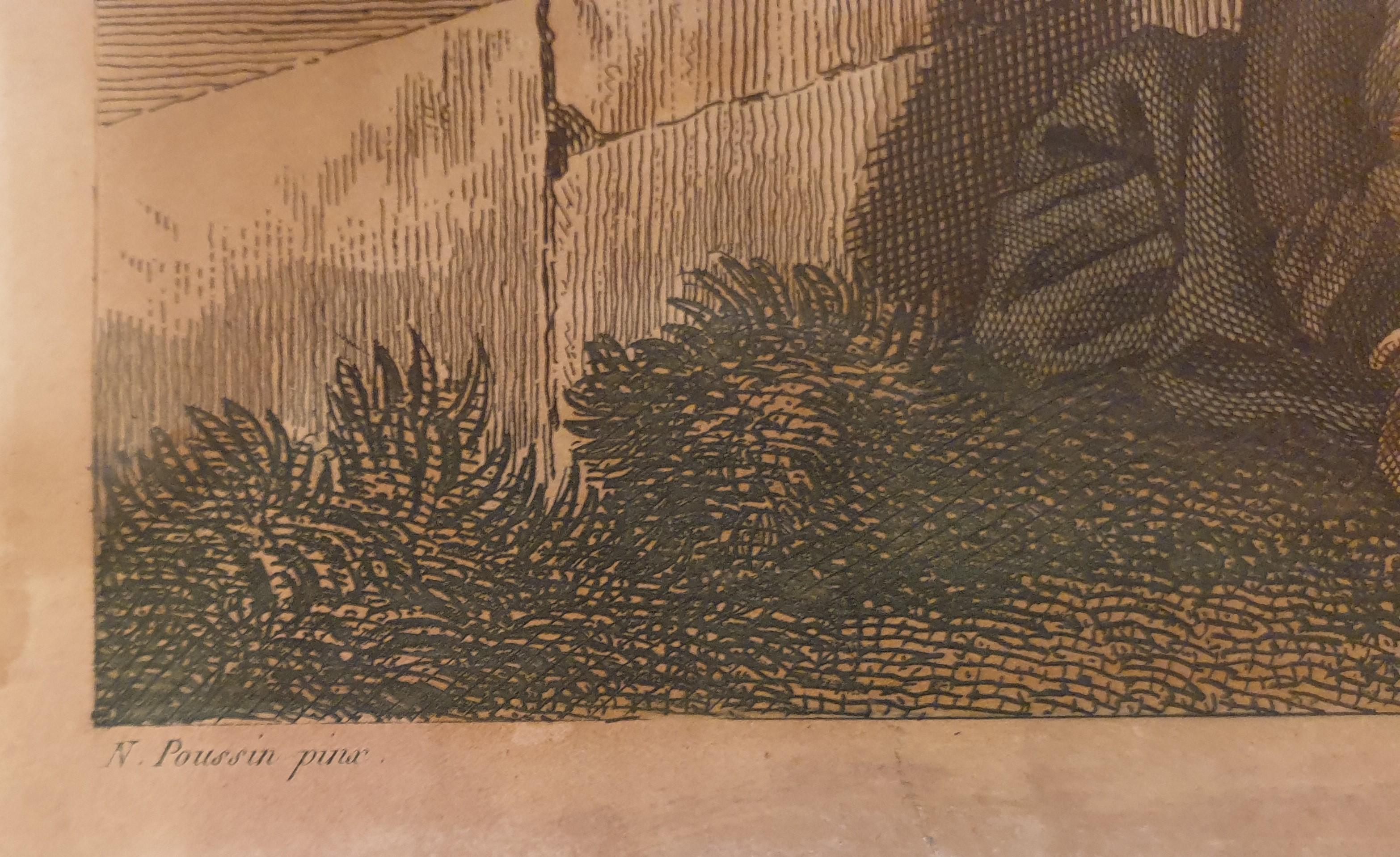 Engraving after POUSSIN by JAZET 19th French classical landscape 17th For Sale 1