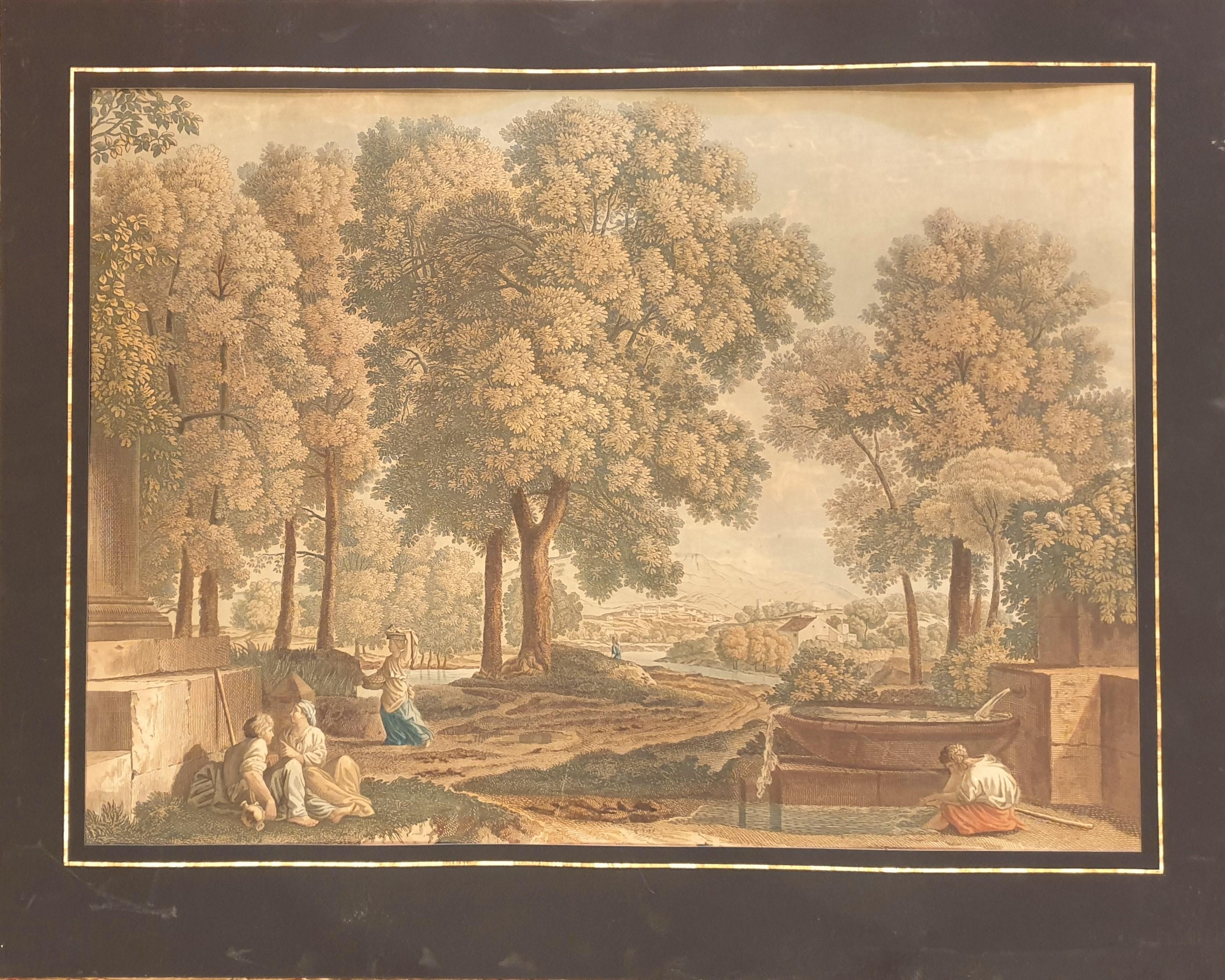 Engraving after POUSSIN by JAZET 19th French classical landscape 17th - Print by Jean Pierre Marie JAZET