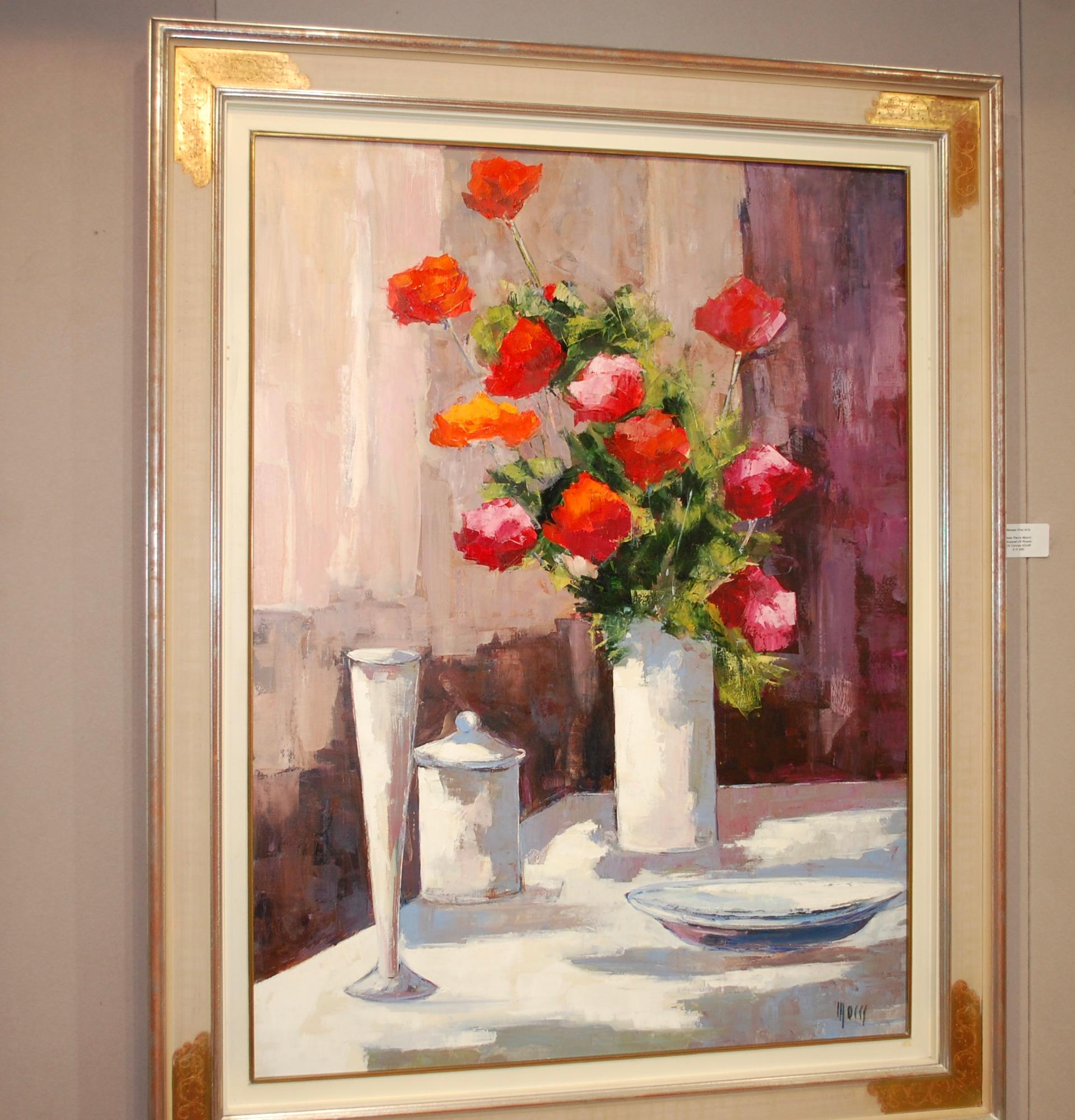 Bouquet Of Roses Large Sill Life - Expressionist Painting by Jean Pierre Mocci