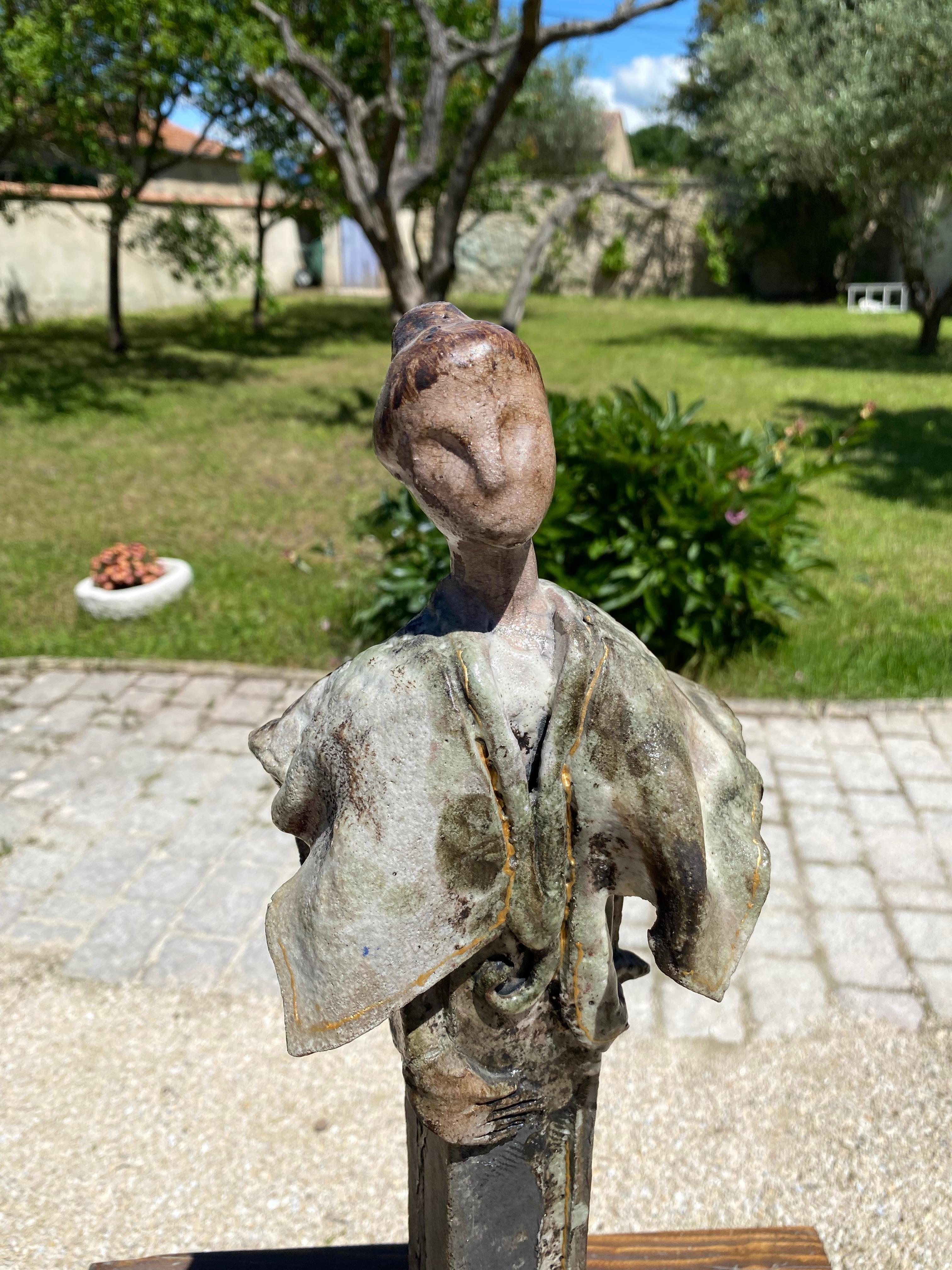 jean pierre Mocci  l'arlésienne - Brown Figurative Sculpture by Jean Pierre Mocci