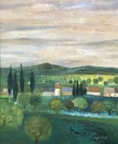 JEAN-PIERRE POPHILLAT (French b.1937) LARGE SIGNED OIL - PROVENCAL LANDSCAPE