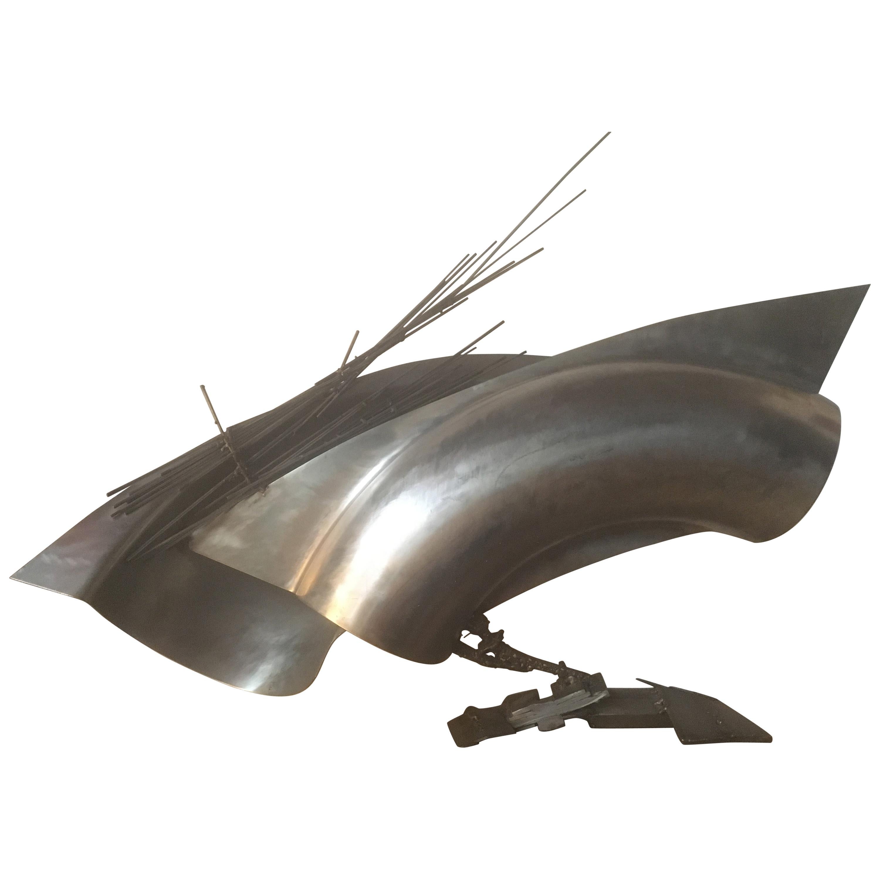 Jean Pierre Rives Large Abstract Metal Sculpture, Unique Creation, France, 1990 For Sale