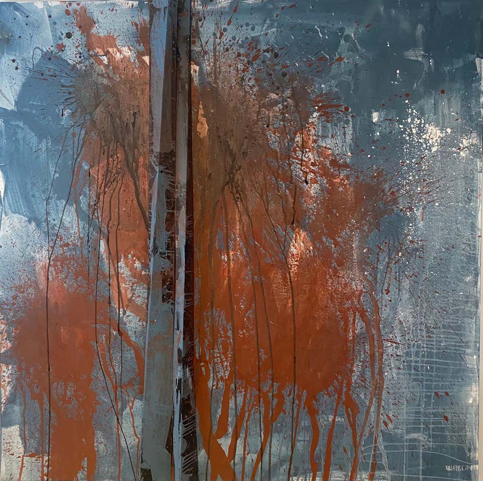 Oxydation Contemporary Metal and Acrylic Painting, 2010+, Unframed