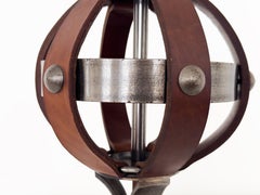 Jean-Pierre Ryckaert, 20th Century Table lamp in Burgundy Leather & Metal, 1950