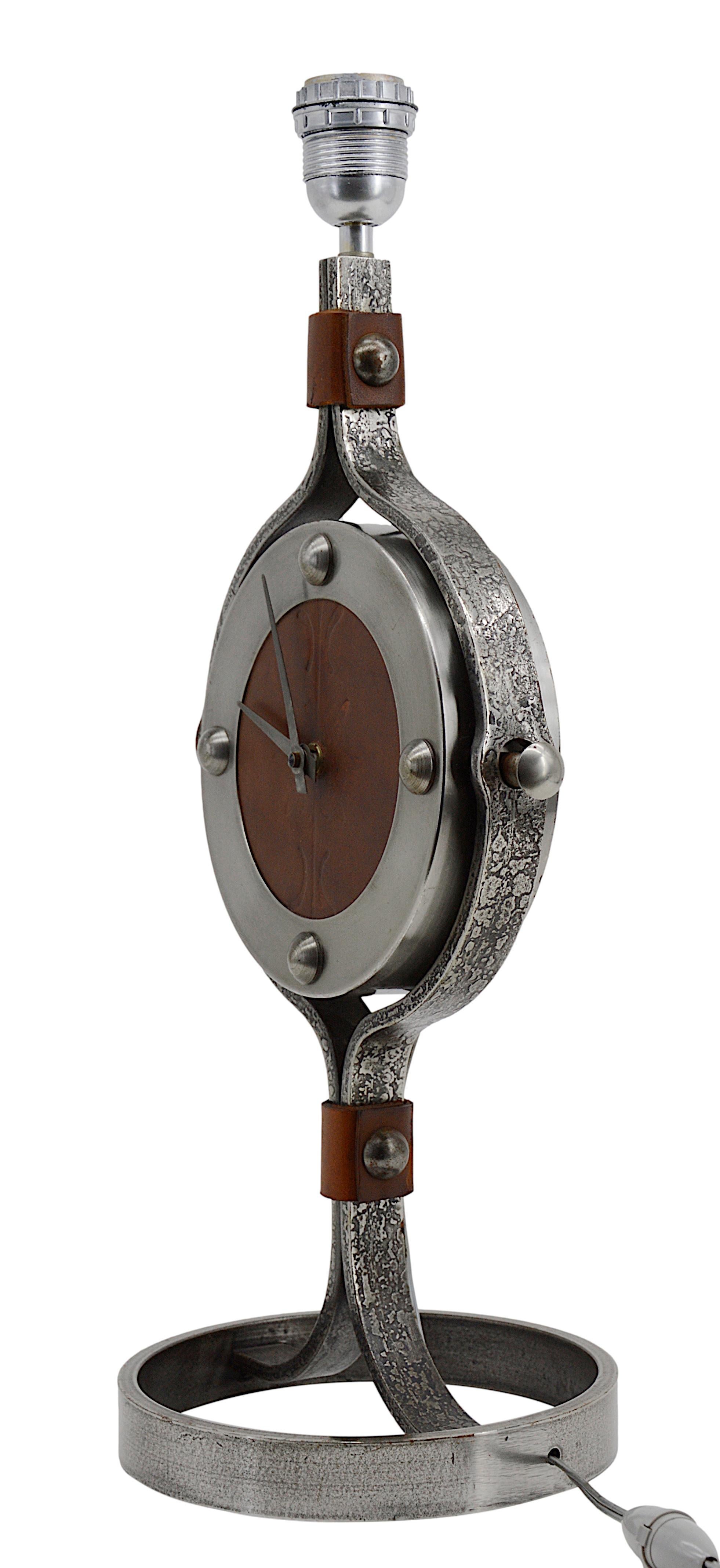 Jean-Pierre Ryckaert Large Midcentury Clock Lamp, circa 1950 In Excellent Condition For Sale In Saint-Amans-des-Cots, FR