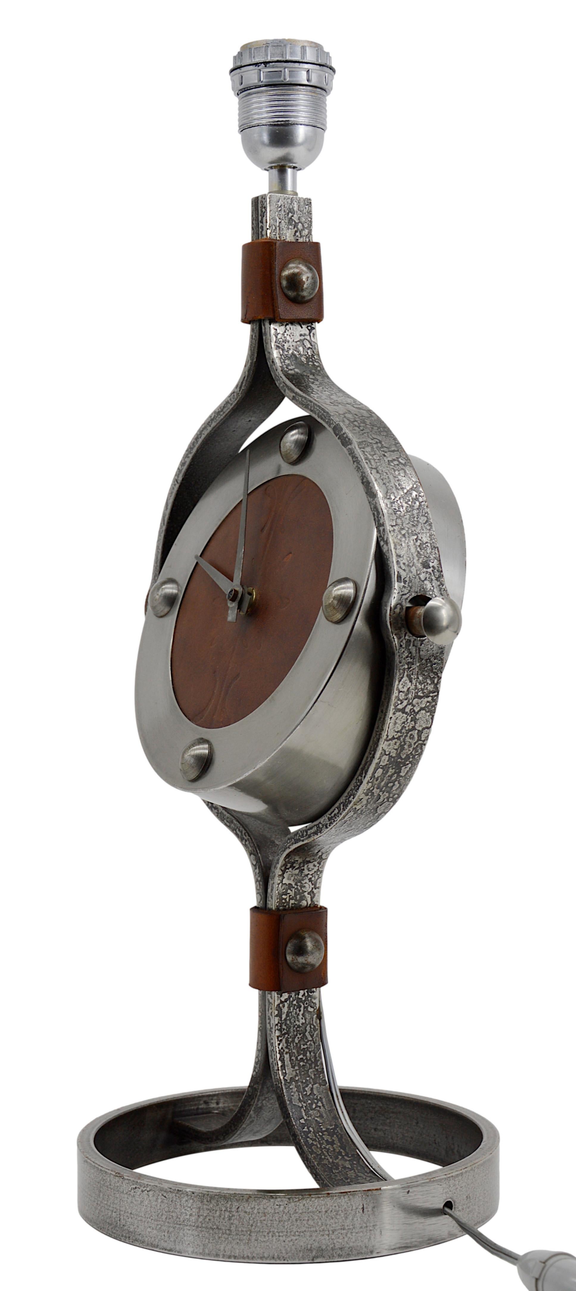 Mid-20th Century Jean-Pierre Ryckaert Large Midcentury Clock Lamp, circa 1950 For Sale