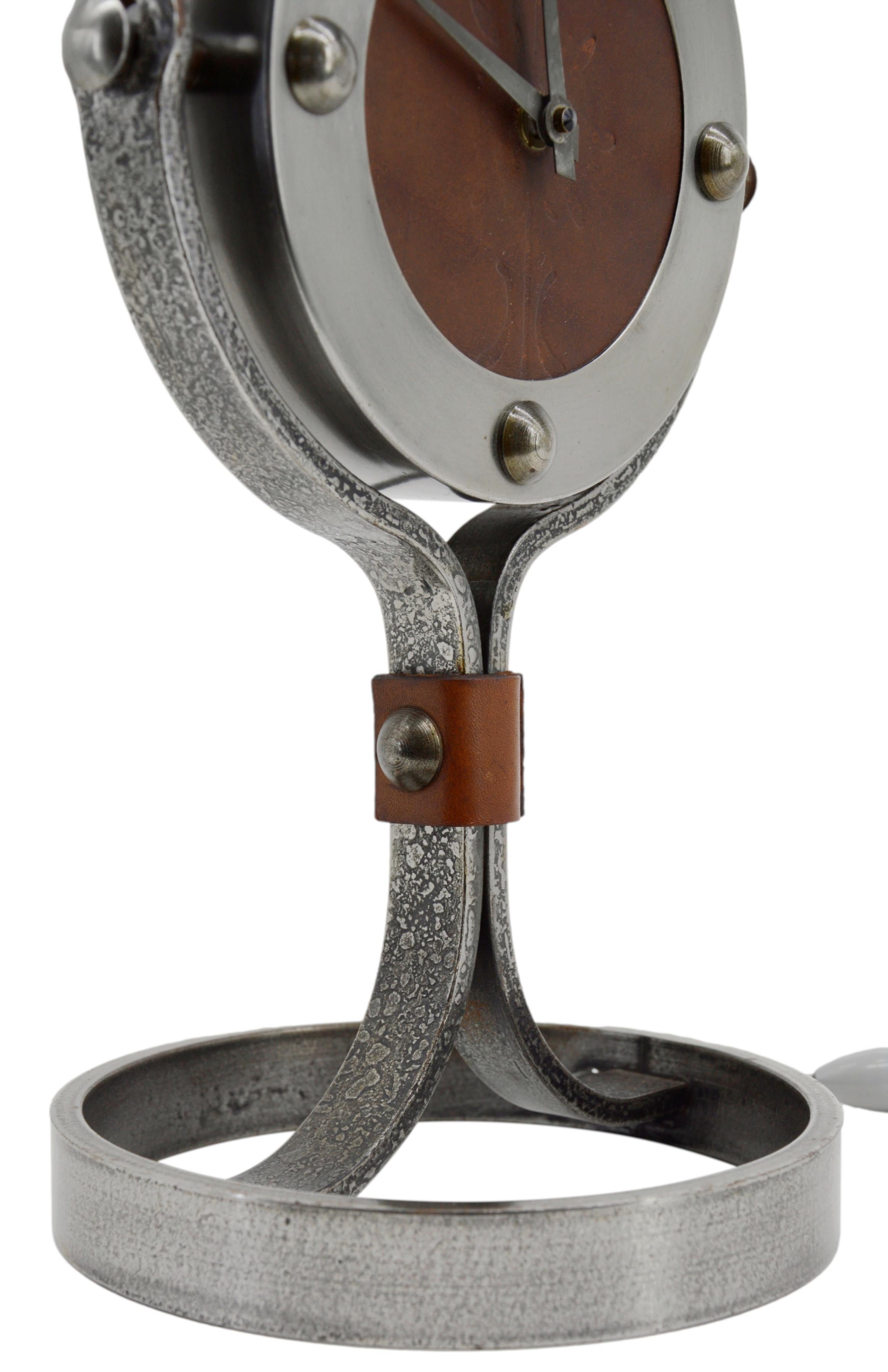 Jean-Pierre Ryckaert Large Midcentury Clock Lamp, circa 1950 For Sale 1