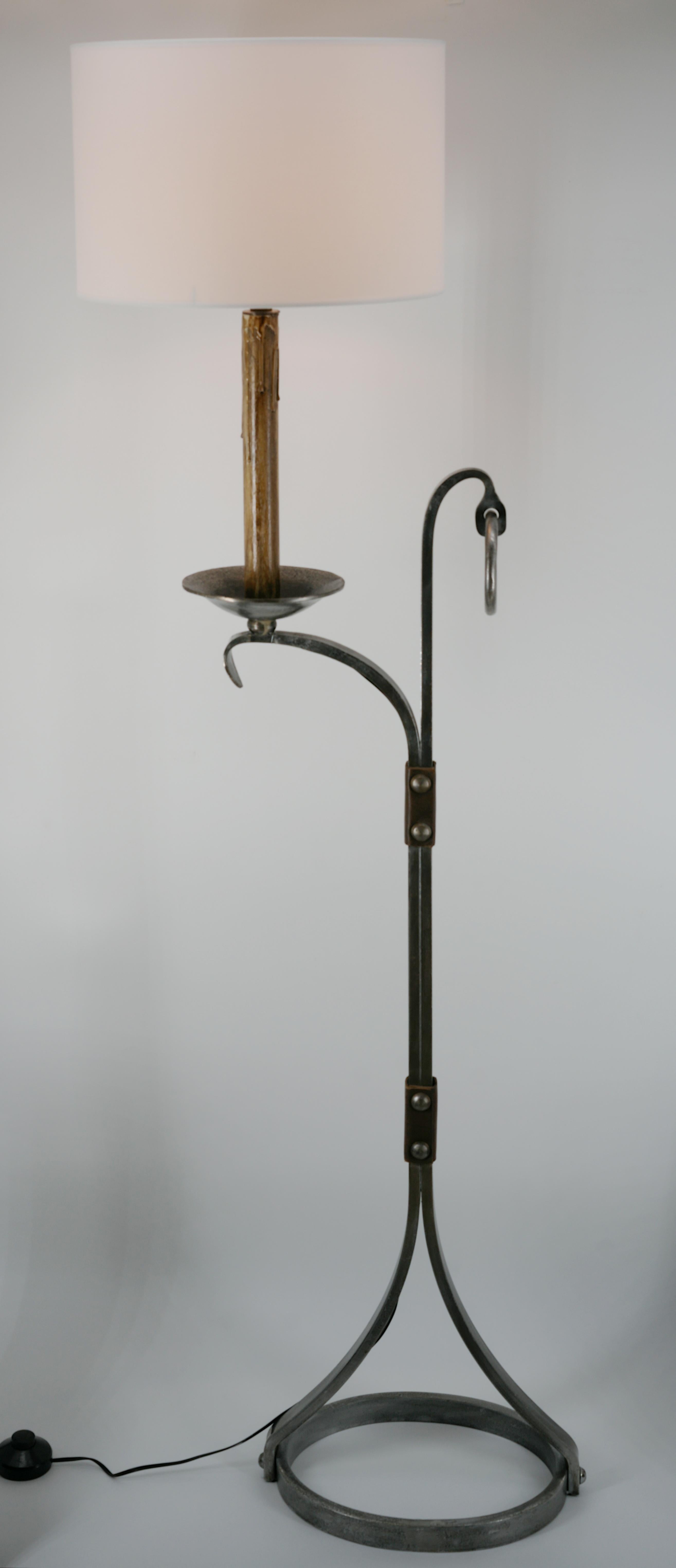 Wrought Iron Jean-Pierre Ryckaert Midcentury Floor Lamp, 1950 For Sale