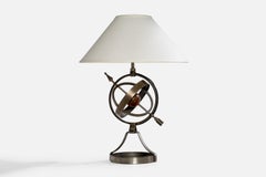 Jean-Pierre Ryckaert, Table Lamp, Steel, Papier-mâché, France, 1950s