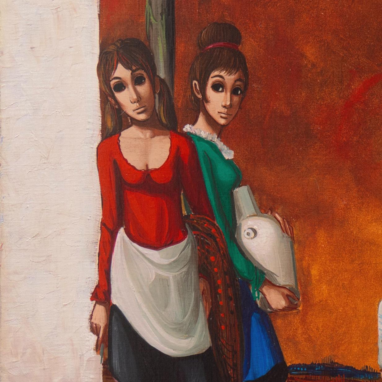 'The Water Carriers', Paris, Salon d'Automne, Académie des Beaux-Arts, New York - Brown Figurative Painting by Jean Pierre Serrier 