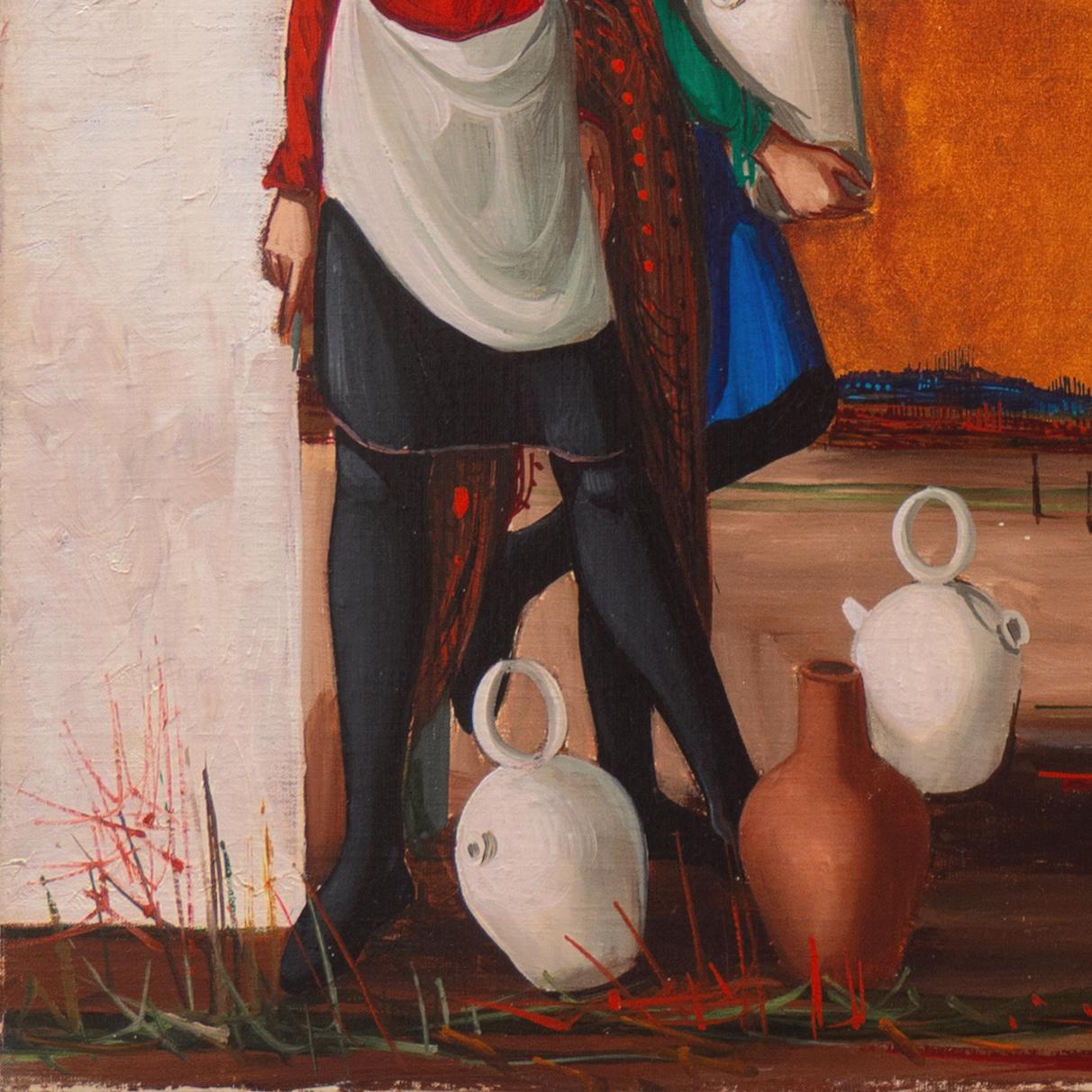 'The Water Carriers', Paris, Salon d'Automne, Académie des Beaux-Arts, New York - Brown Figurative Painting by Jean Pierre Serrier 