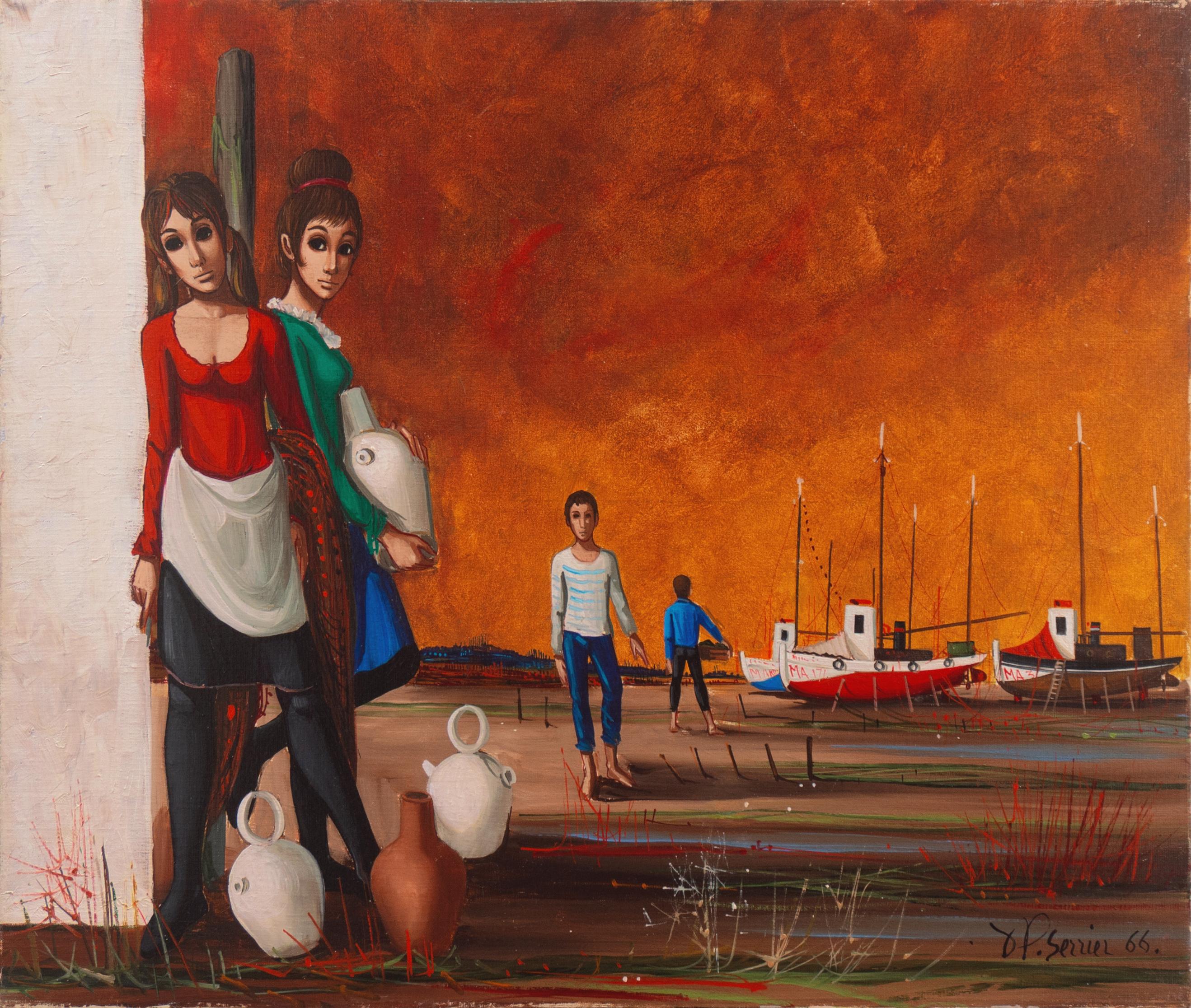 Jean Pierre Serrier  Figurative Painting - 'The Water Carriers', Paris, Salon d'Automne, Académie des Beaux-Arts, New York