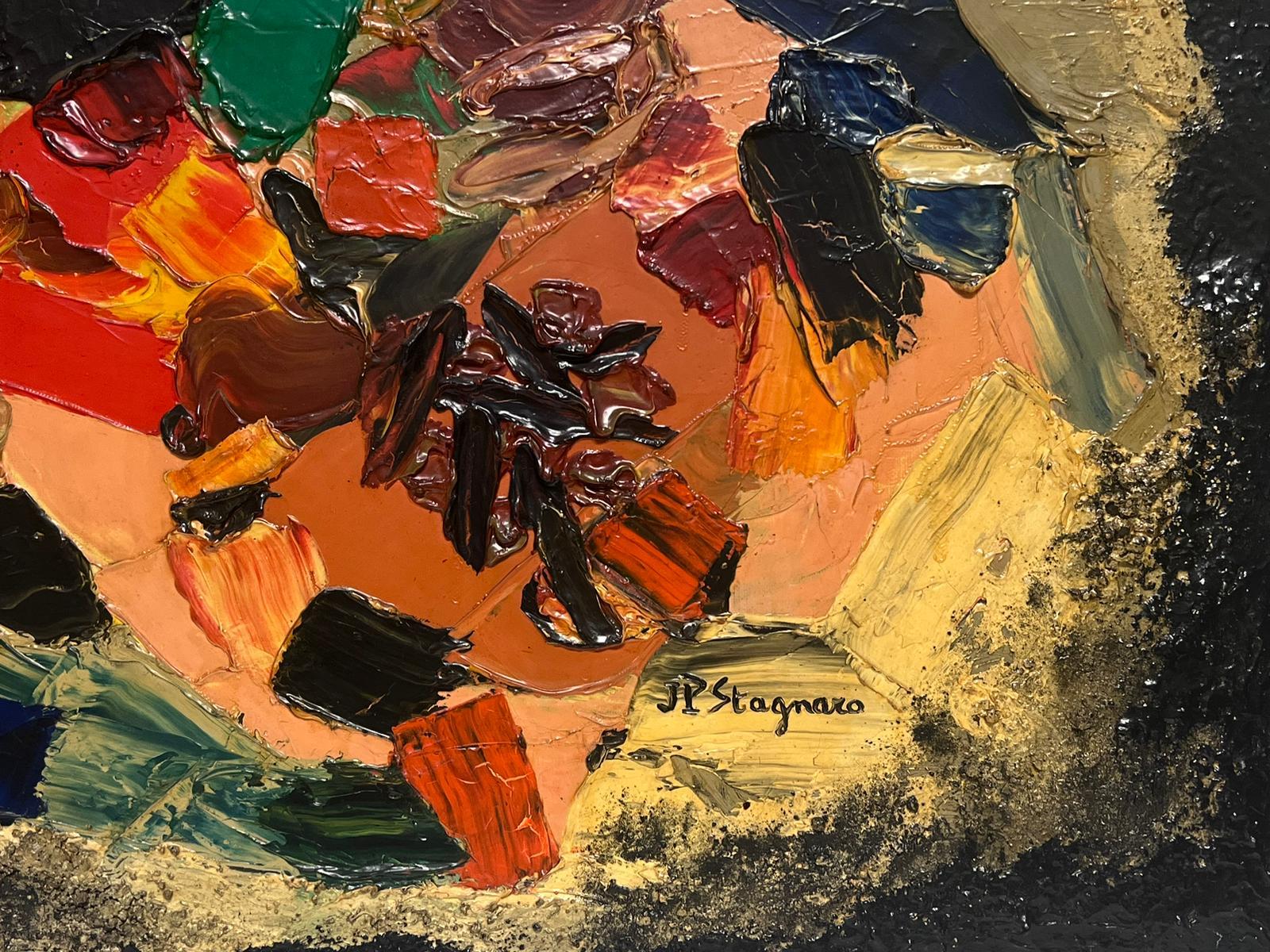Pittura ad olio cubista astratta francese degli anni '60, esposizione del salone di Parigi, firmata ed etichettata - Painting Cubismo di Jean Pierre Stagnaro