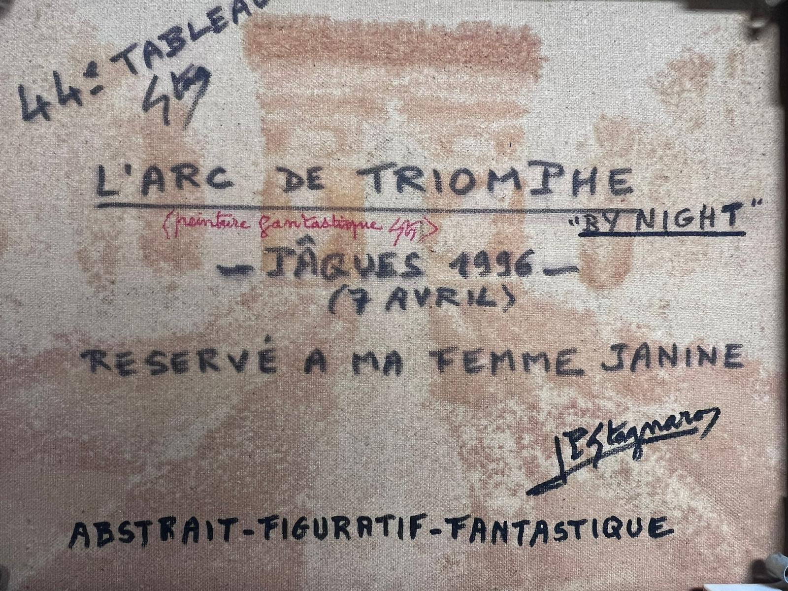 The Arc de Triomphe by Night 1990er Jahre Französisch Modernistisches dick bemaltes Ölgemälde im Angebot 2