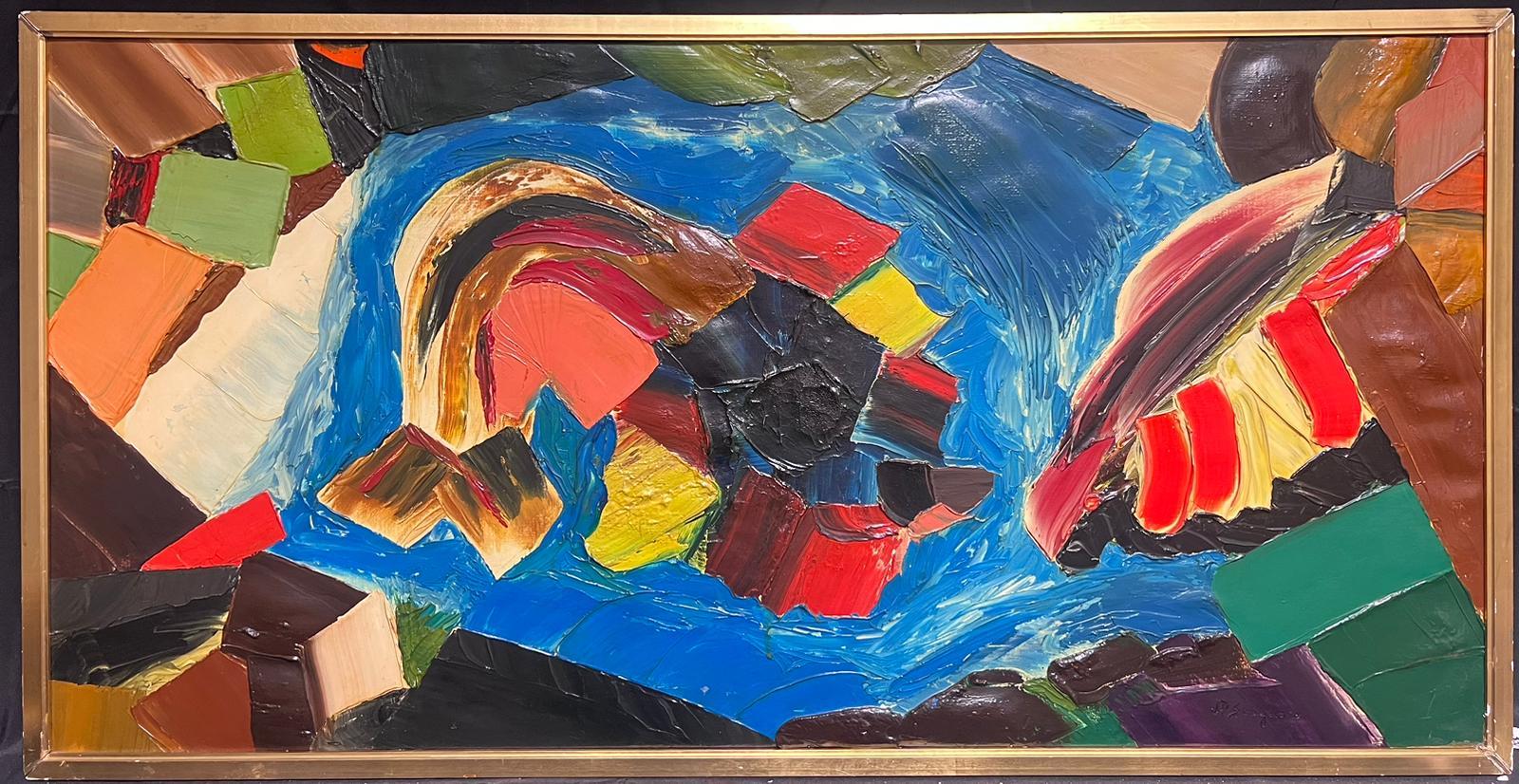 Pittura ad olio astratta francese degli anni '60 Impasto ad olio molto spesso Opera esposta - Painting di Jean - Pierre Stagnaro