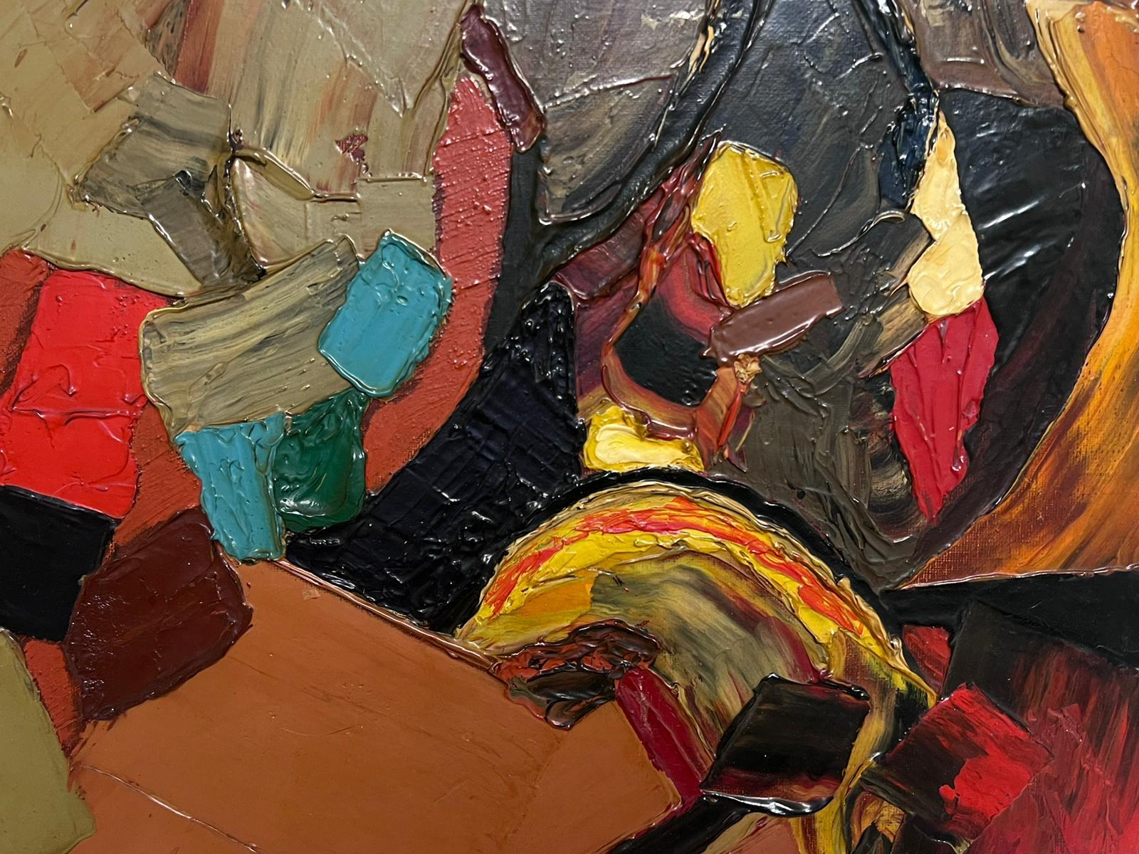 Pittura ad olio astratta francese degli anni '60 Impasto ad olio molto spesso Opera esposta - Abstract Painting Marrone di Jean - Pierre Stagnaro
