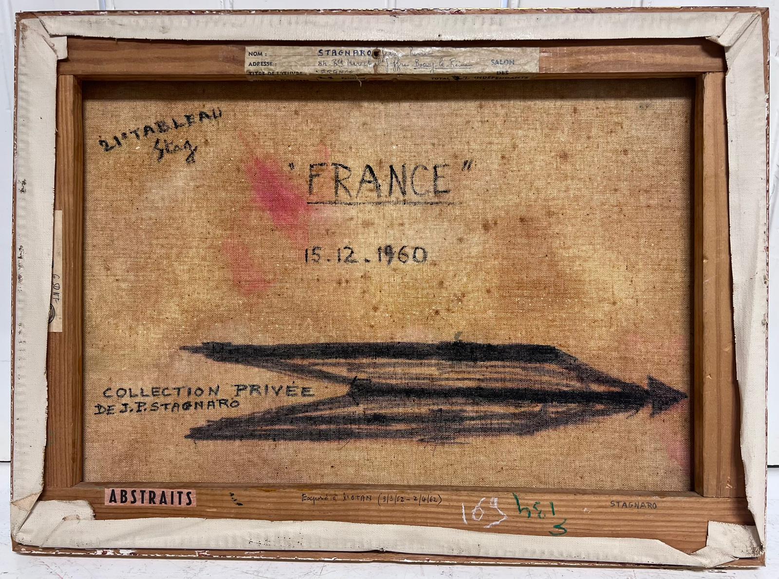 Pittura ad olio astratta francese degli anni '60 Impasto ad olio molto spesso Opera esposta in vendita 2