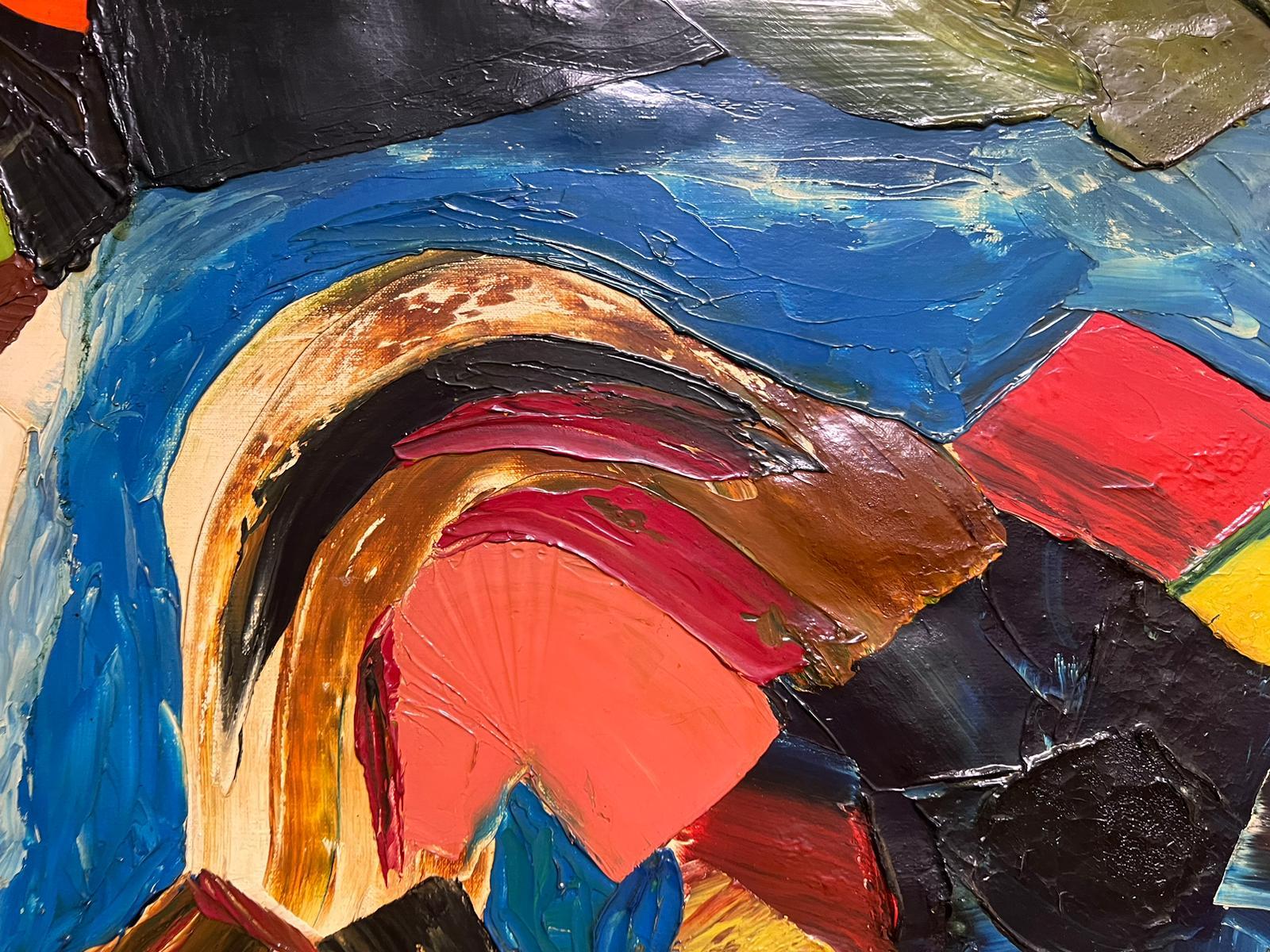 Pittura ad olio astratta francese degli anni '60 Impasto ad olio molto spesso Opera esposta in vendita 1