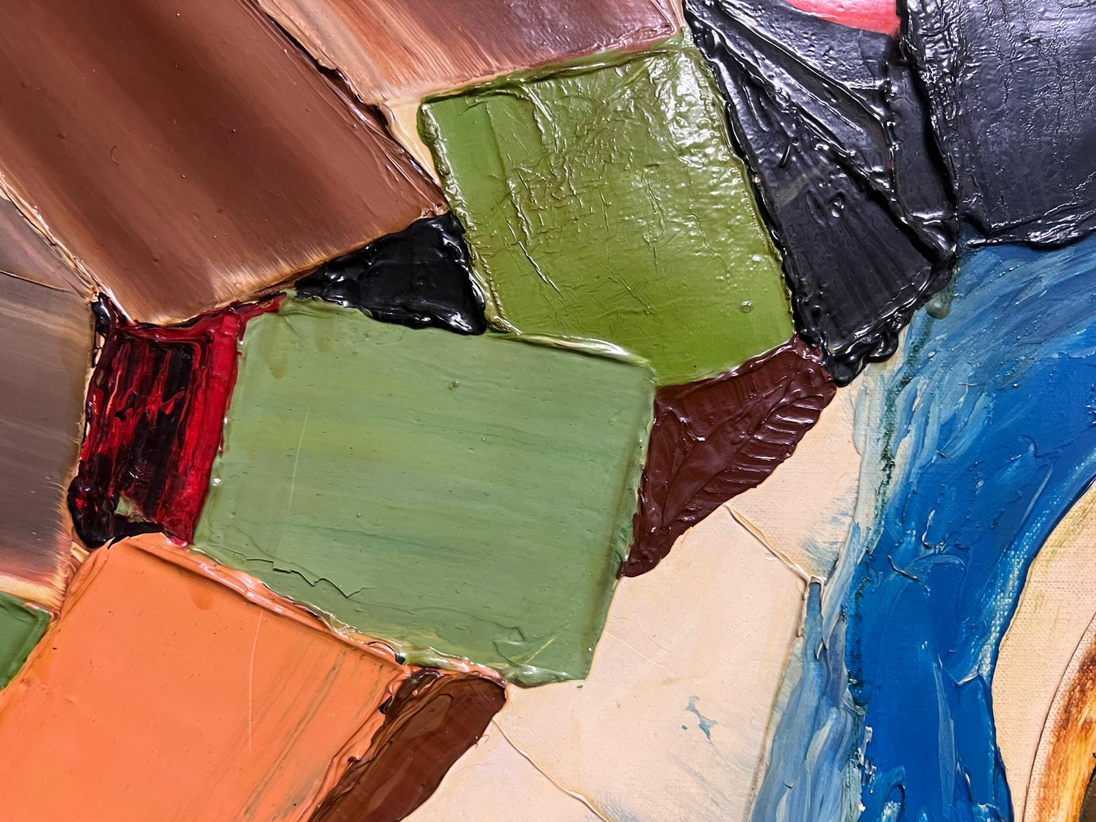 Pittura ad olio astratta francese degli anni '60 Impasto ad olio molto spesso Opera esposta in vendita 3