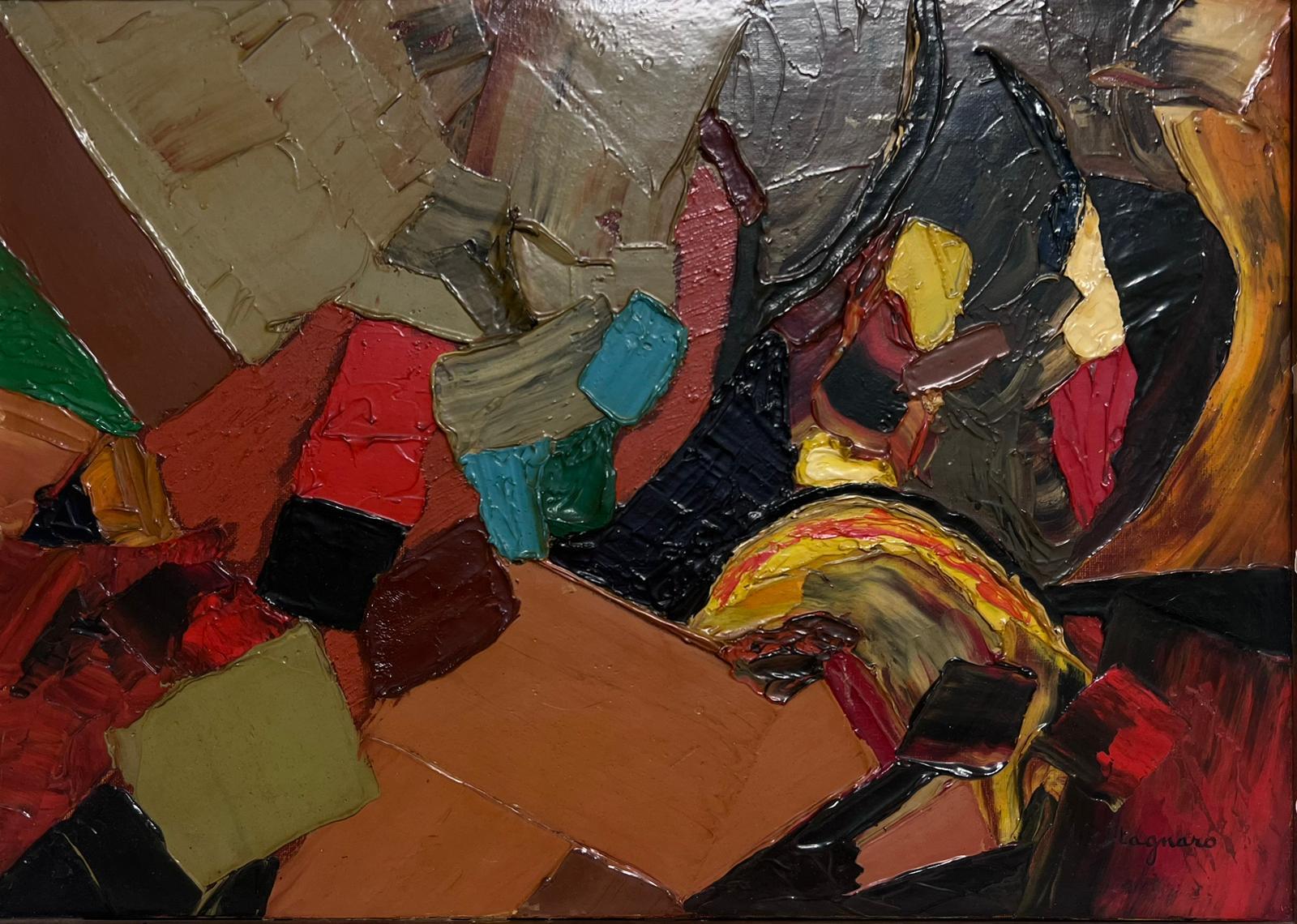 Jean - Pierre Stagnaro Abstract Painting - 1960's French Abstract Oil Painting Very Very Thick Impasto Oil Exhibited work