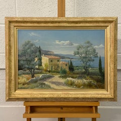 Mediterranean Coastal Scene with Rural Property & Trees in French Countryside