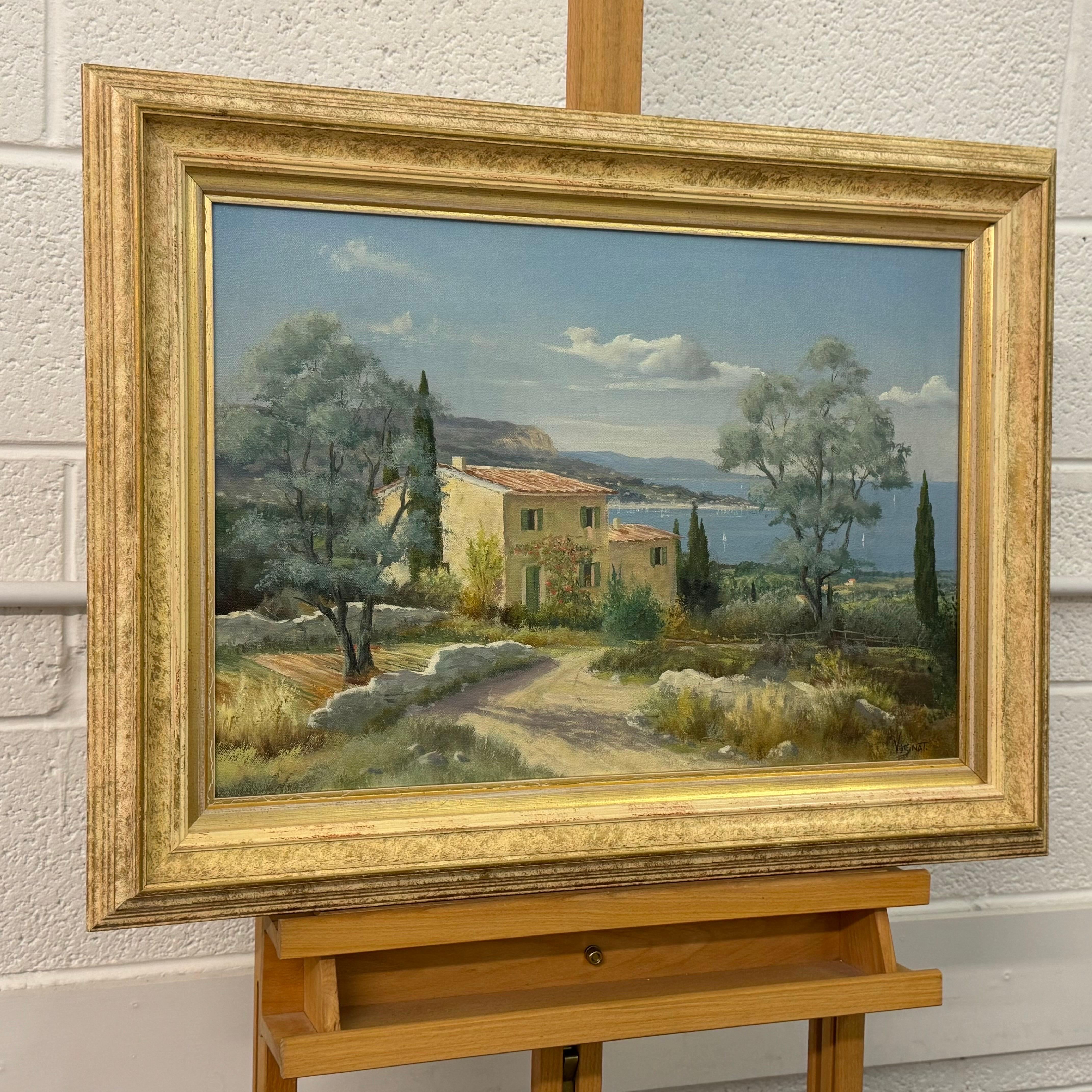 Scena costiera mediterranea con proprietà rurale e alberi nella campagna francese - Painting Scuola francese di Jean-Pierre Vignat
