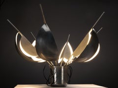 Jean-Pierre Vitrac for Verre Lumière 'Flower' Lamp with Movable Petals in Metal