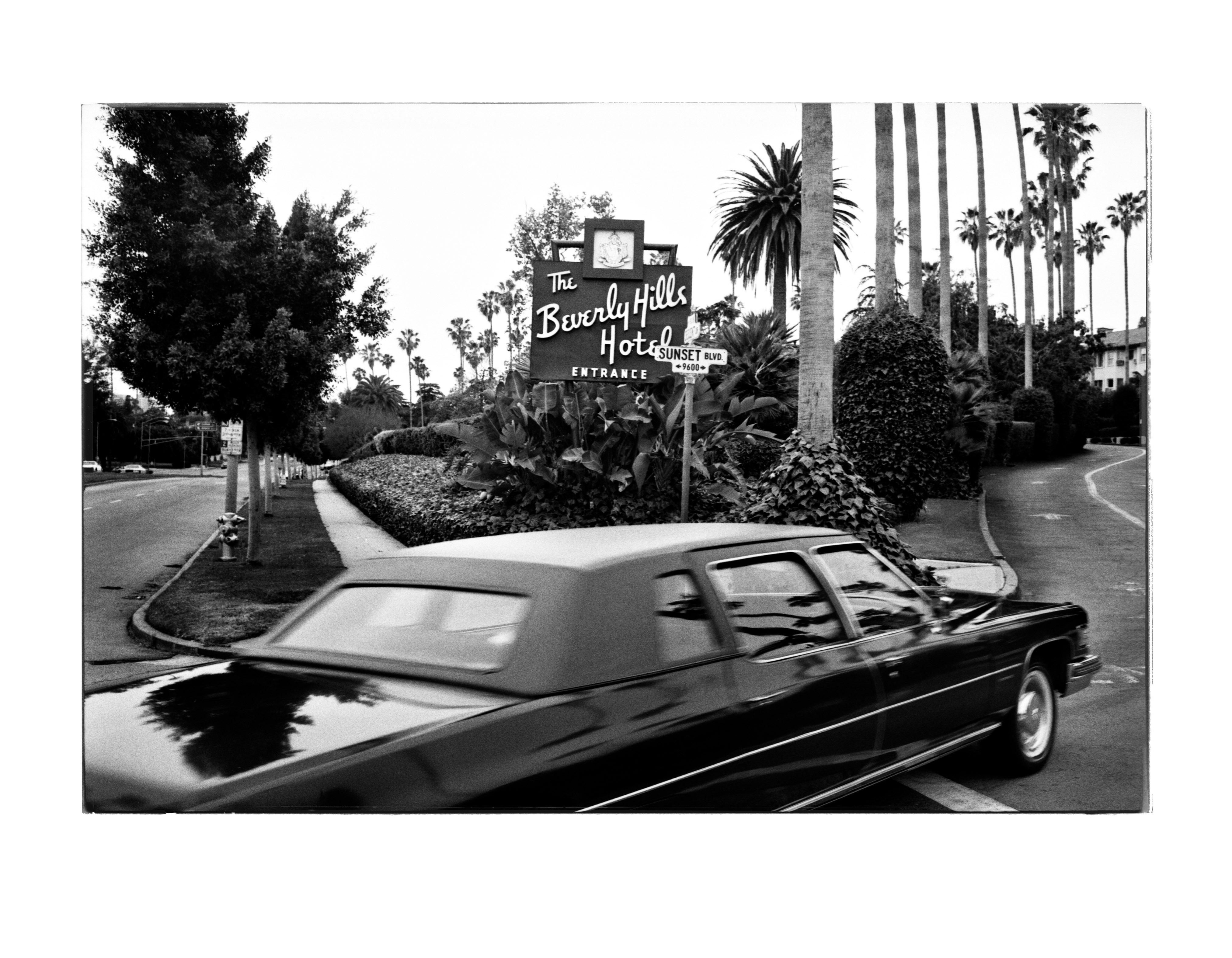 Jean Pigozzi Black and White Photograph - The Beverly Hills Hotel Sign, Los Angeles