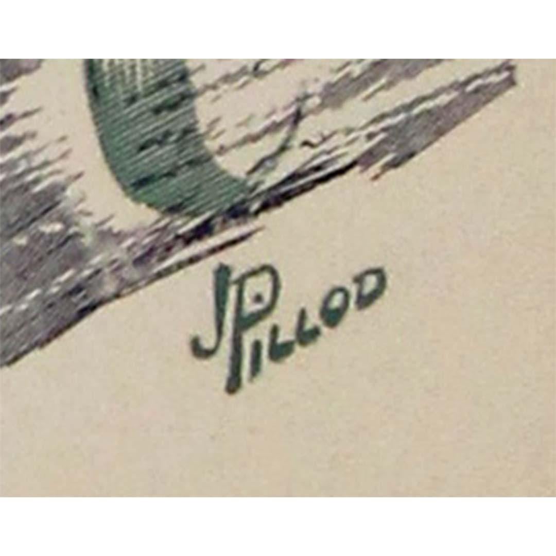 Questo poster originale del 1933 dell'artista J. Pillod è un pezzo accattivante di storia dell'automobile, che pubblicizza l'olio Castrol con al centro l'iconica auto Bugatti. Il poster combina magnificamente l'eleganza della Bugatti con