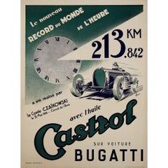 Vintage Original 1933 poster by the artist J. Pillod - Castrol-Bugatti