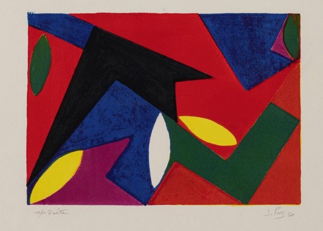 Jean Pons Abstract Print – Komposition, 1950