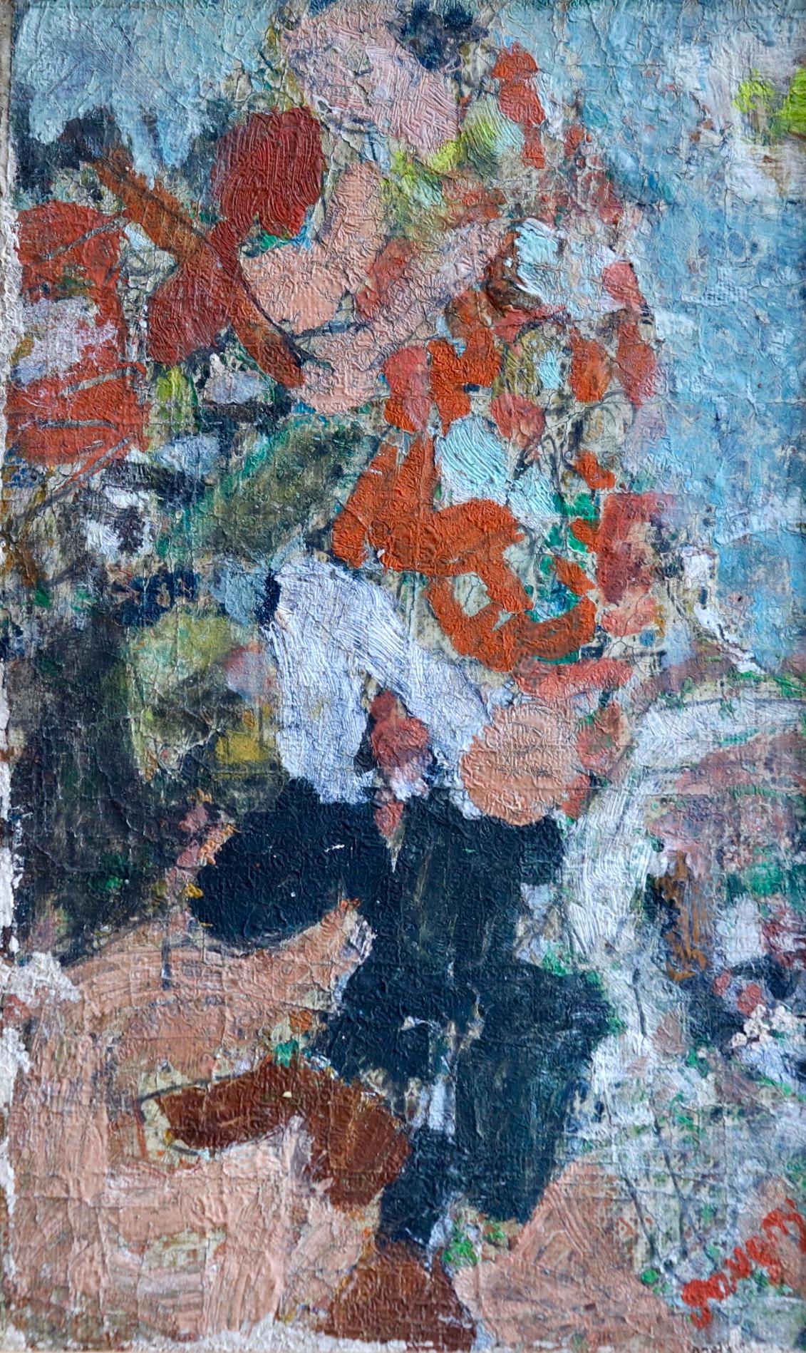 Jean Pougny Le Violoniste Expressionist Oil, Portrait of a