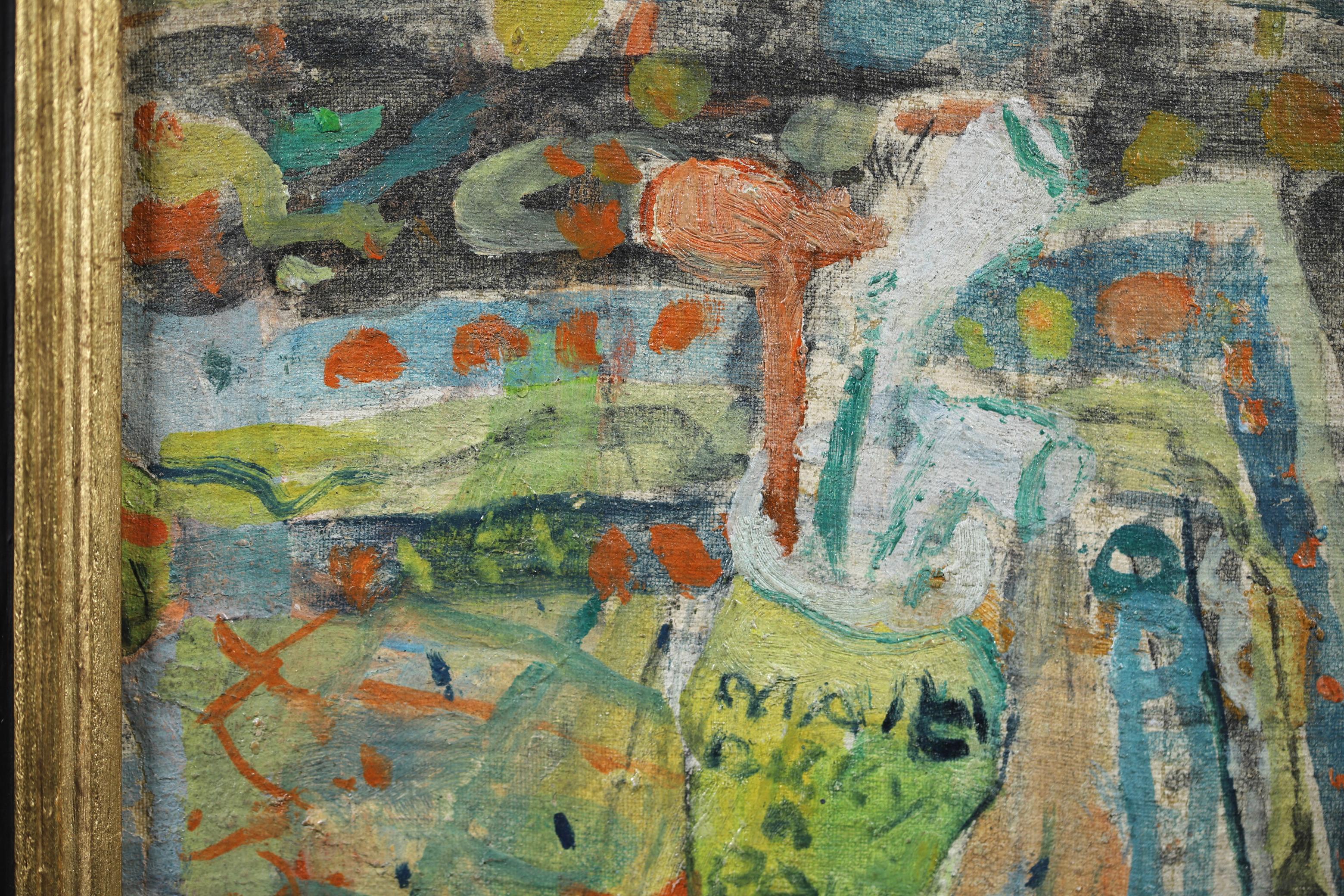 Nature morte au pot à pipe - Impressionistisches Öl, Stilleben von Jean Albert Pougny (Grau), Still-Life Painting, von Jean Pougny (Ivan Puni)