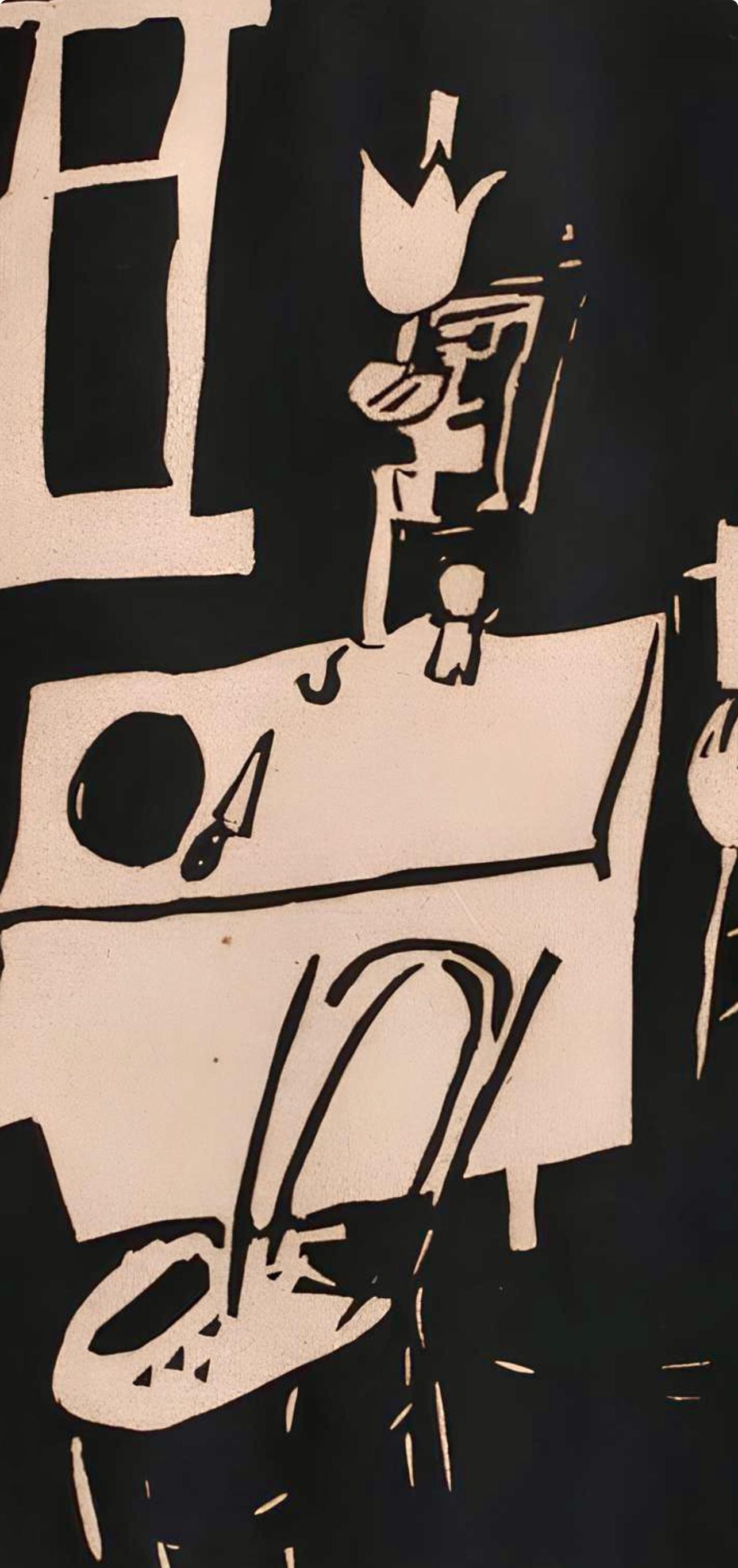Pougny, Composition, Pougny, dix linogravures originales, 1914-1920 (after) - Cubist Print by Jean Pougny (Ivan Puni)