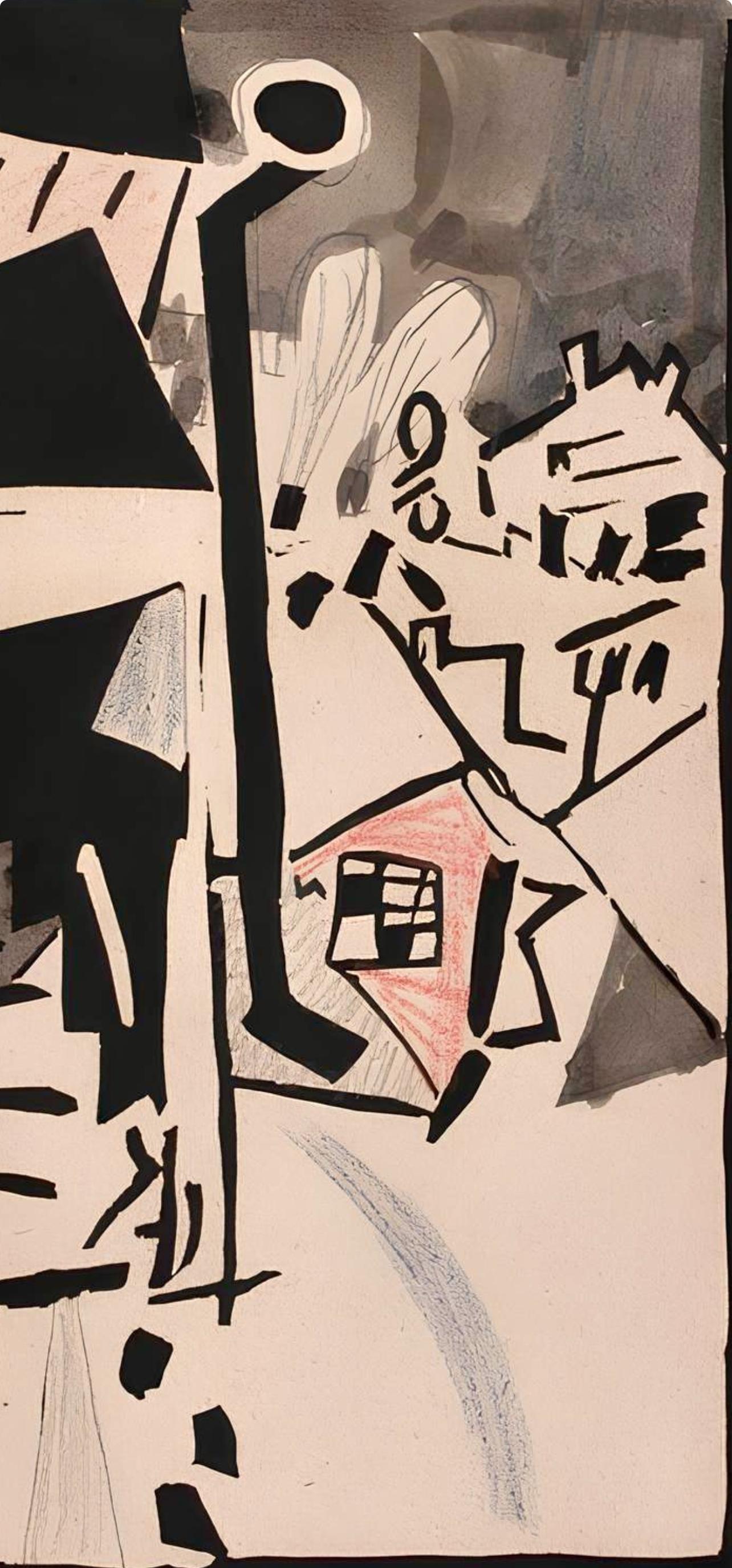 Pougny, Composition, Pougny, dix linogravures originales, 1914-1920 (after) - Cubist Print by Jean Pougny (Ivan Puni)