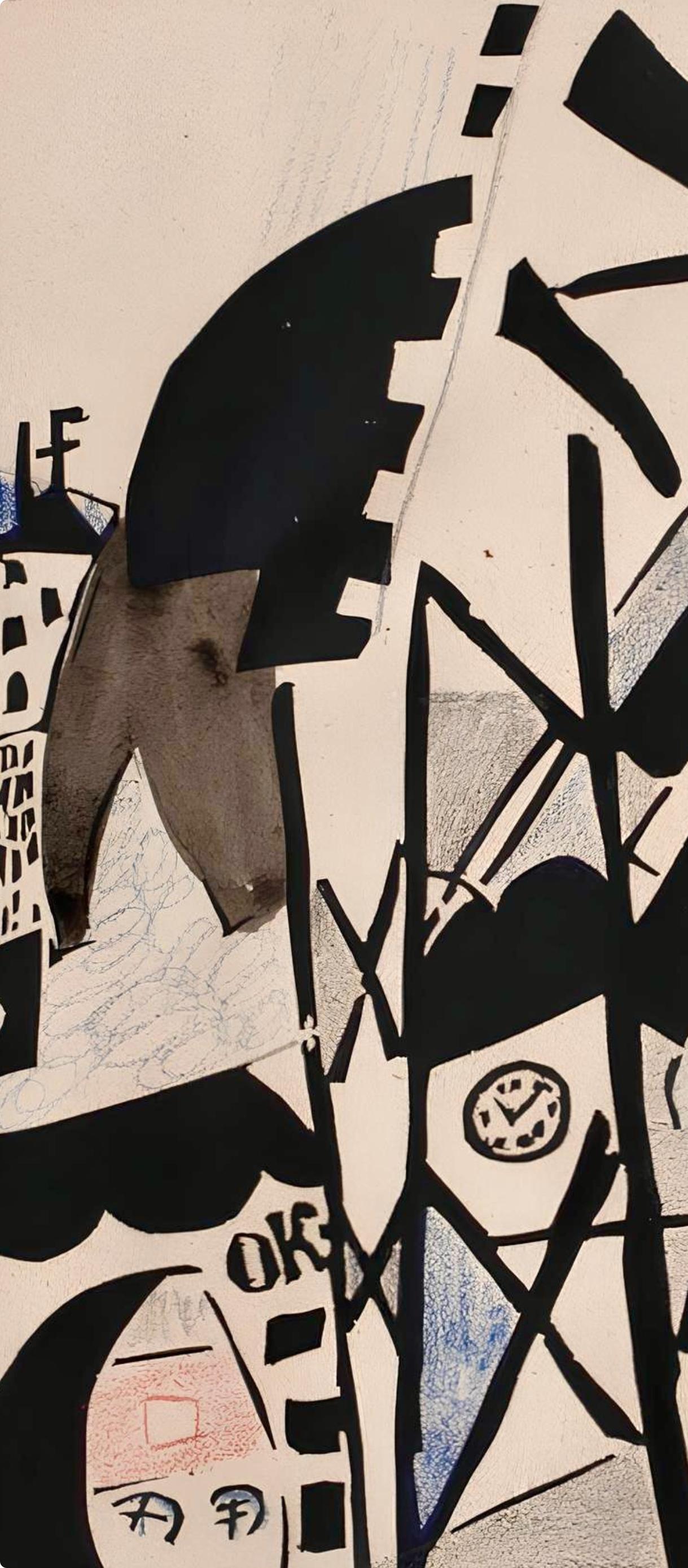 Pougny, Composition, Pougny, dix linogravures originales, 1914-1920 (after) - Cubist Print by Jean Pougny (Ivan Puni)