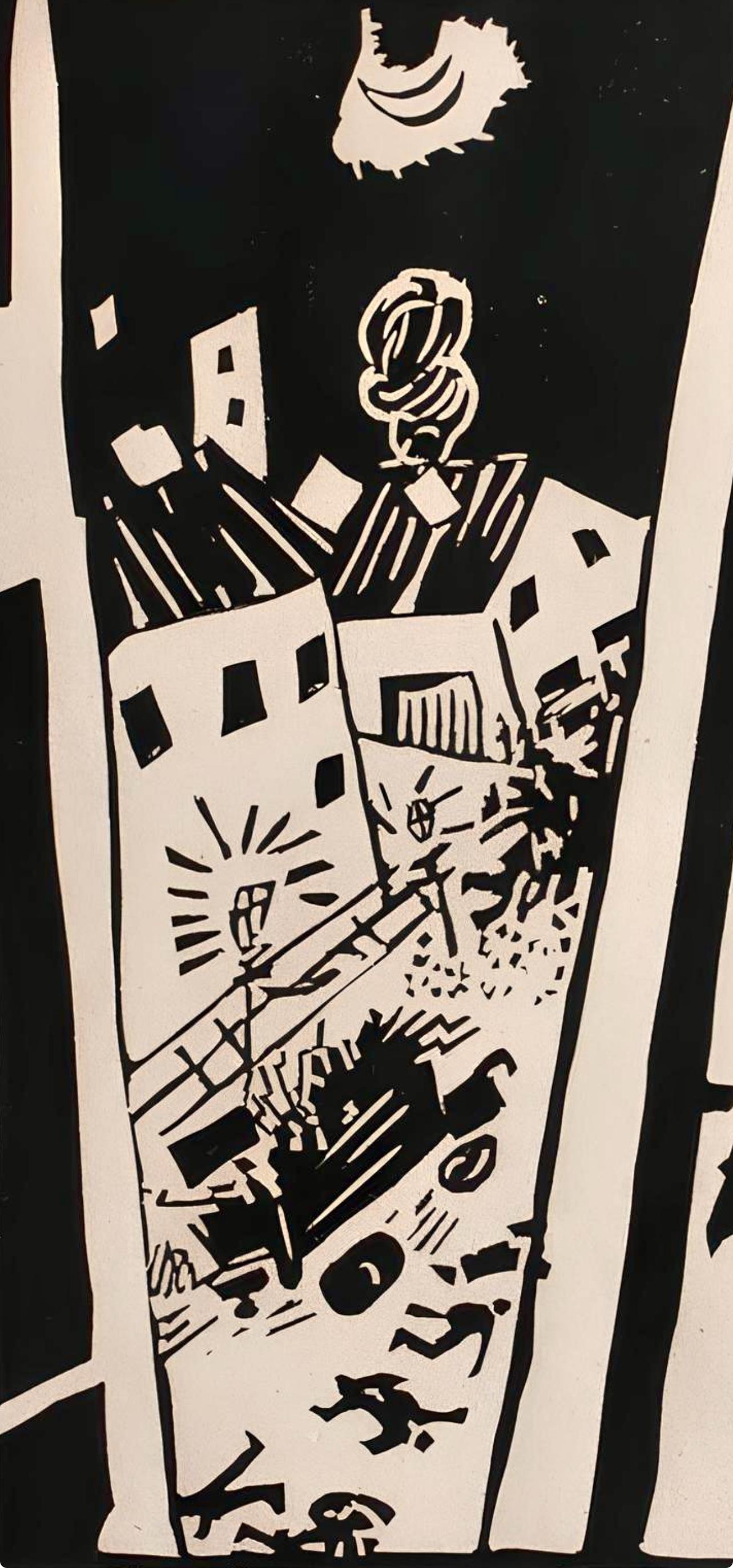 Pougny, Composition, Pougny, dix linogravures originales, 1914-1920 (after) - Cubist Print by Jean Pougny (Ivan Puni)