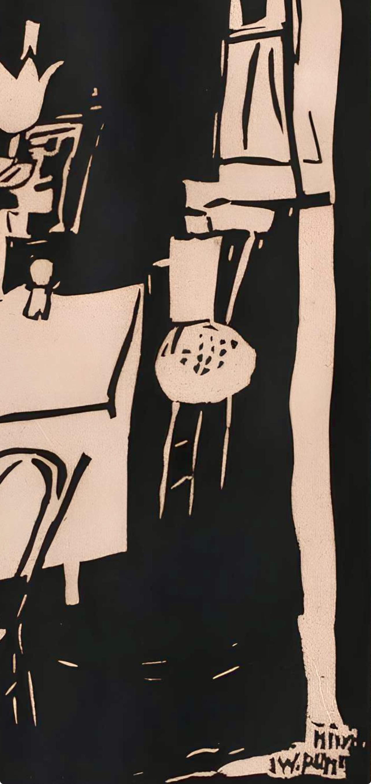 Pougny, Composition, Pougny, dix linogravures originales, 1914-1920 (after) - Black Abstract Print by Jean Pougny (Ivan Puni)